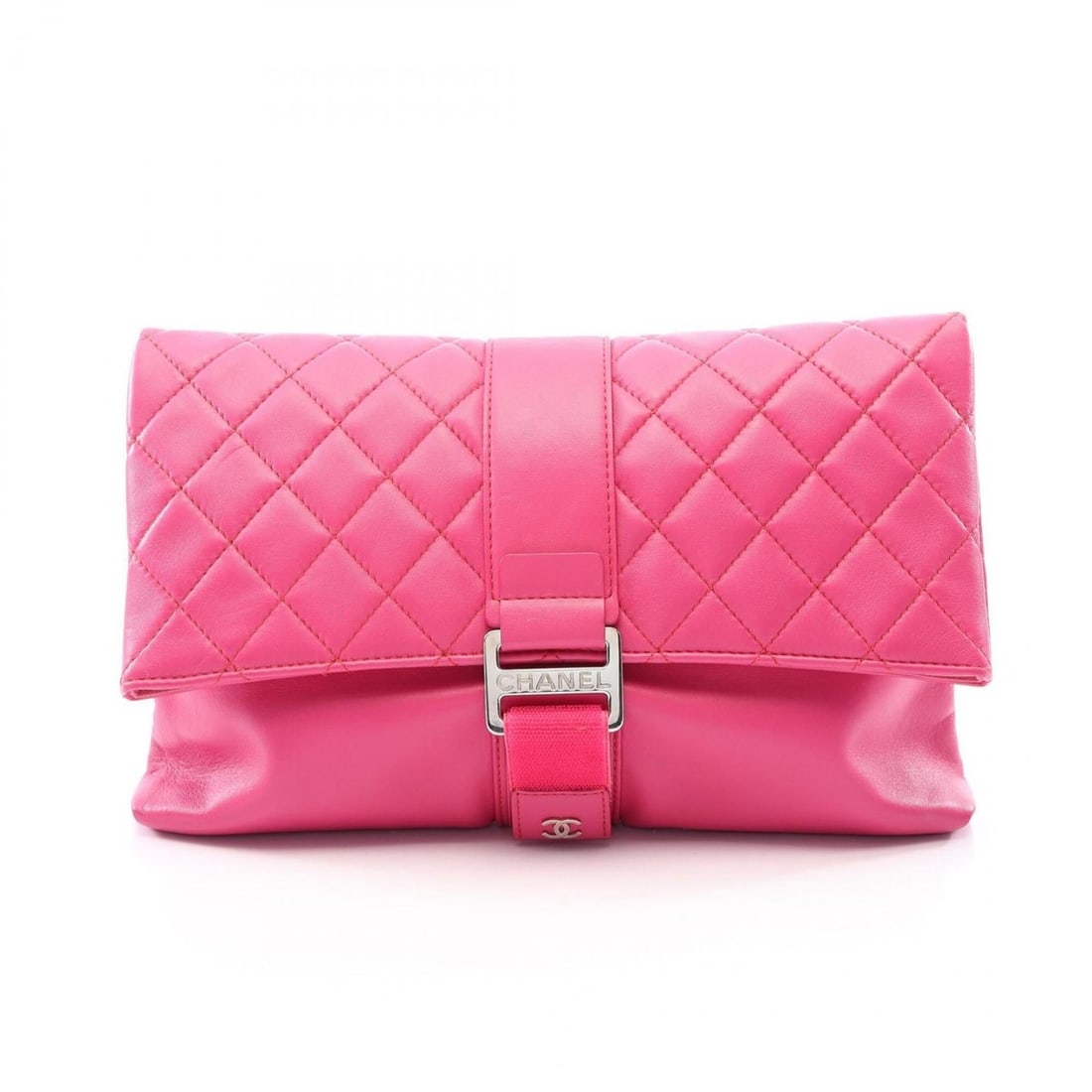 Chanel Matelassé Second Bag Clutch Handbag Lambskin Leather Women's Pink: --- Catalog ---Category: SizeSize (HxWxD): 22cm x 34cm x 3cm / 8.66'' x 13.38'' x 1.18''Category: DesignType: Clutch bag, HandbagColor: PinkGender: WomenMaterial: Leather Leather/Fur Type: LambskinCat