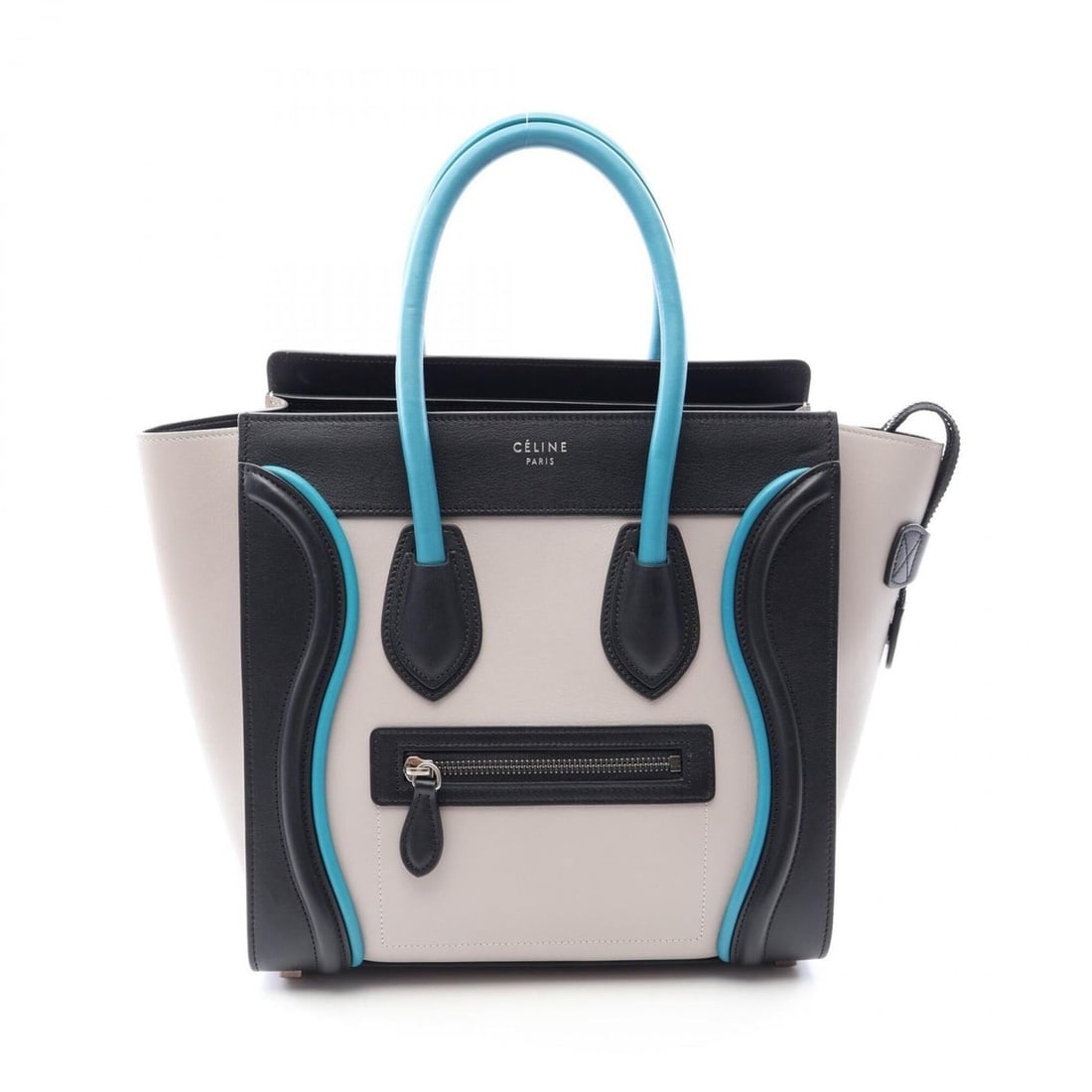 Celine Luggage Micro Shopper Tote Bag Handbag Leather Women's Gray Black Blue: --- Catalog ---Category: SizeSize (HxWxD): 26cm x 26cm x 13cm / 10.23'' x 10.23'' x 5.11''Category: DesignType: Handbag, Tote bagColor: Black, Blue, GrayGender: WomenMaterial: Leather Category: Genera