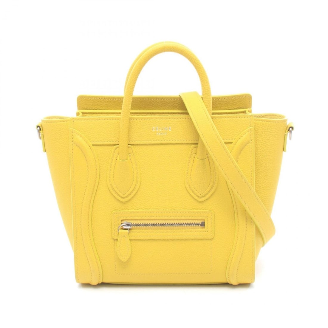 Celine Luggage Nano Shopper 2-Way Handbag, Leather, Women's, Yellow: --- Catalog ---Category: SizeSize (HxWxD): 20cm x 20cm x 9cm / 7.87'' x 7.87'' x 3.54''Category: DesignType: HandbagColor: YellowGender: WomenMaterial: Leather Category: GeneralBrand: Celine--- Item L