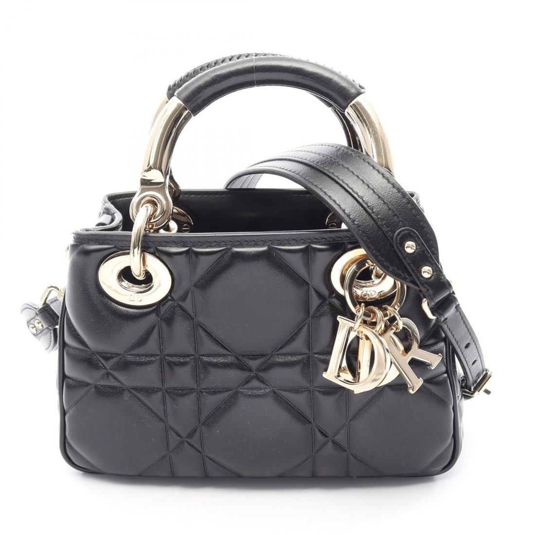 Christian Dior Dior Lady 95.22 Mini 2-Way Handbag, Leather, Women's, Black: --- Catalog ---Category: SizeSize (HxWxD): 12cm x 19cm x 7cm / 4.72'' x 7.48'' x 2.75''Strap Length: 112cm - 124cm / 44.09'' - 48.81''Handle Length: 22cm / 8.66''Category: DesignType: HandbagColor: Bl