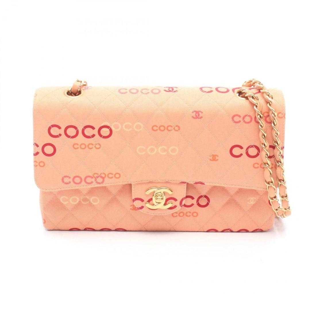 Chanel COCO print Matelassé double flap shoulder bag/handbag, canvas and leather, women's, (1 of 11)