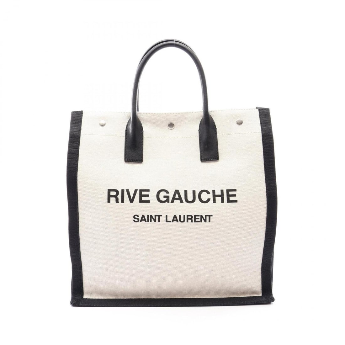 Yves Saint Laurent Saint Laurent Paris RIVE GAUCHE Tote Bag/Handbag, Canvas and Leather, Women's,: --- Catalog ---Category: SizeSize (HxWxD): 38cm x 37cm x 14cm / 14.96'' x 14.56'' x 5.51''Category: DesignType: Handbag, Tote bagColor: Black, IvoryGender: WomenMaterial: Canvas , Leather Category: Ge