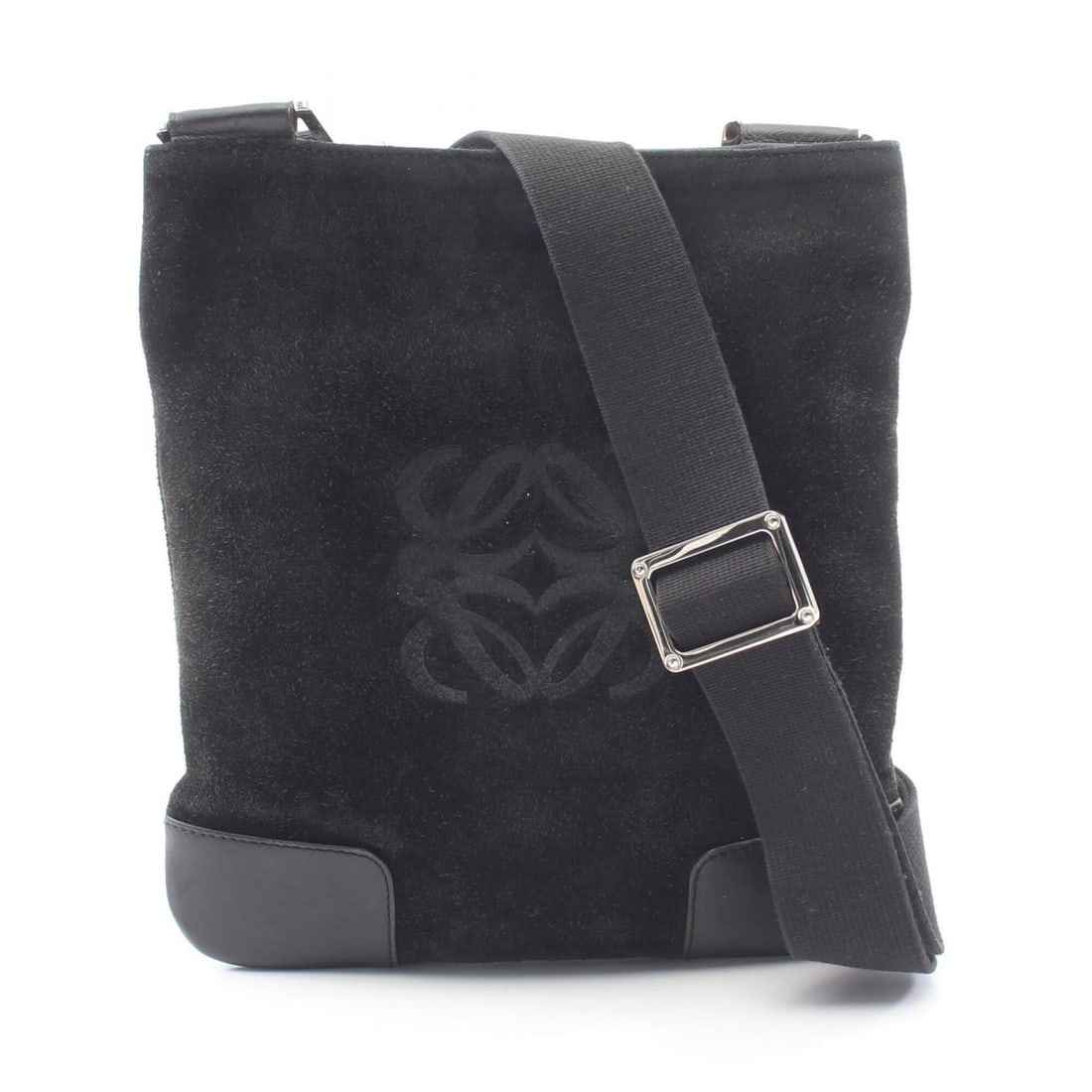 Loewe Anagram Shoulder Bag/Handbag, Suede Leather, Women's, Black: --- Catalog ---Category: SizeSize (HxWxD): 27cm x 24cm x 1cm / 10.62'' x 9.44'' x 0.39''Category: DesignType: Handbag, Shoulder bagColor: BlackGender: WomenMaterial: Suede , Leather Category: GeneralB