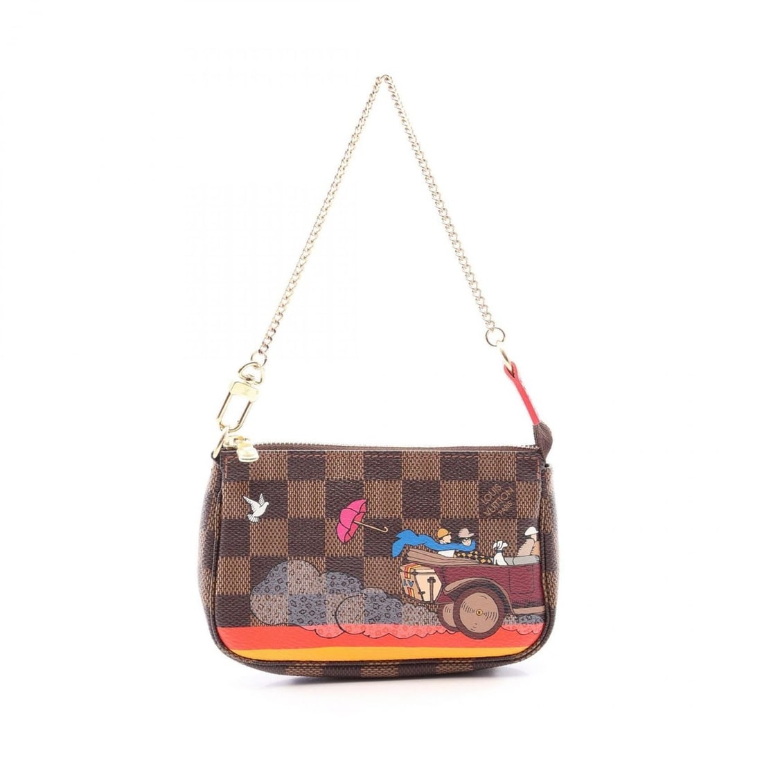 Louis Vuitton Mini Pochette Accessoires Damier Ebene Illustré Handbag, Coated Canvas Leather,: --- Catalog ---Category: SizeSize (HxWxD): 9.5cm x 14.5cm x 3cm / 3.74'' x 5.7'' x 1.18''Category: DesignType: Handbag, PochetteColor: Brown, Multi-colorGender: WomenMaterial: Coated canvas , Leather 