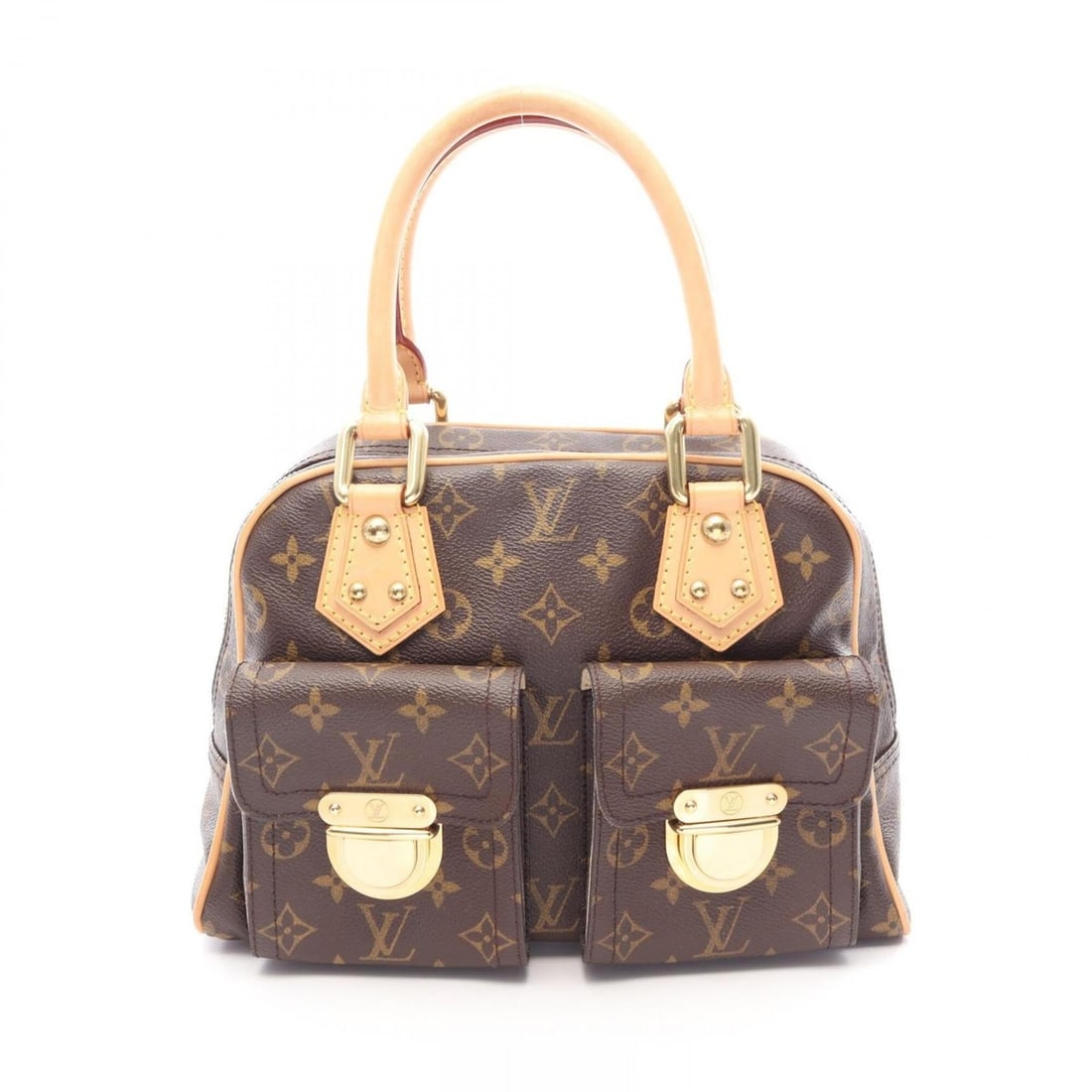 Louis Vuitton Manhattan PM Handbag, Coated Canvas and Leather, Monogram Pattern, Women's, Brown, (1 of 12)