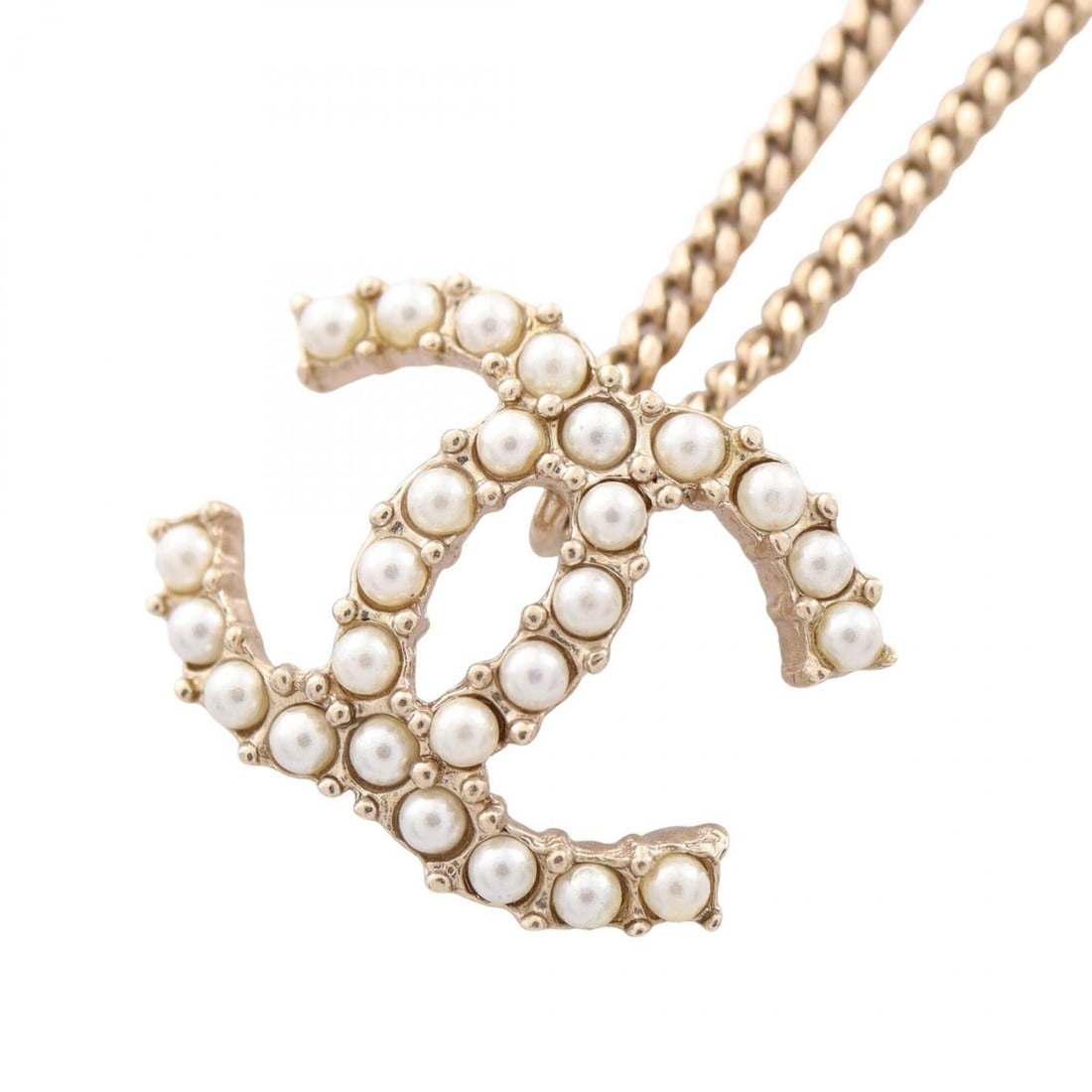 Chanel Coco Mark D20K Necklace Jewelry GP (Gold Plated) Rhinestone Faux Pearl Beads Women's Gold: --- Catalog ---Category: SizePendant Size: 16mm x 20mm / 0.62'' x 0.78''Neck Circumference: 60 cm / 23.62''Category: DesignColor: Clear, Gold, WhiteGender: WomenMaterial: Artificial pearl, Gold platin
