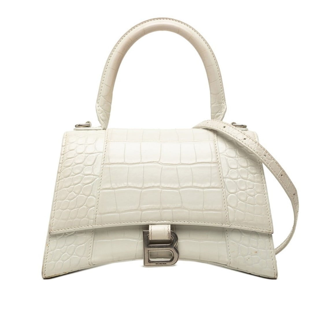 Balenciaga Hourglass Small Handbag Shoulder Bag 2-Way Embossed Leather 593546 White Women's: --- Catalog ---Category: SizeSize (HxWxD): 14cm x 22.5cm x 10cm / 5.51'' x 8.85'' x 3.93''Category: DesignType: Handbag, Shoulder bagColor: WhiteGender: WomenMaterial: Leather Category: GeneralBrand: 
