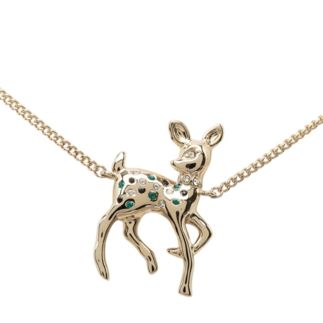 Chanel Coco Mark Bambi Deer Motif Necklace Gold Plated Rhinestone Women's CHANEL (1 of 10)