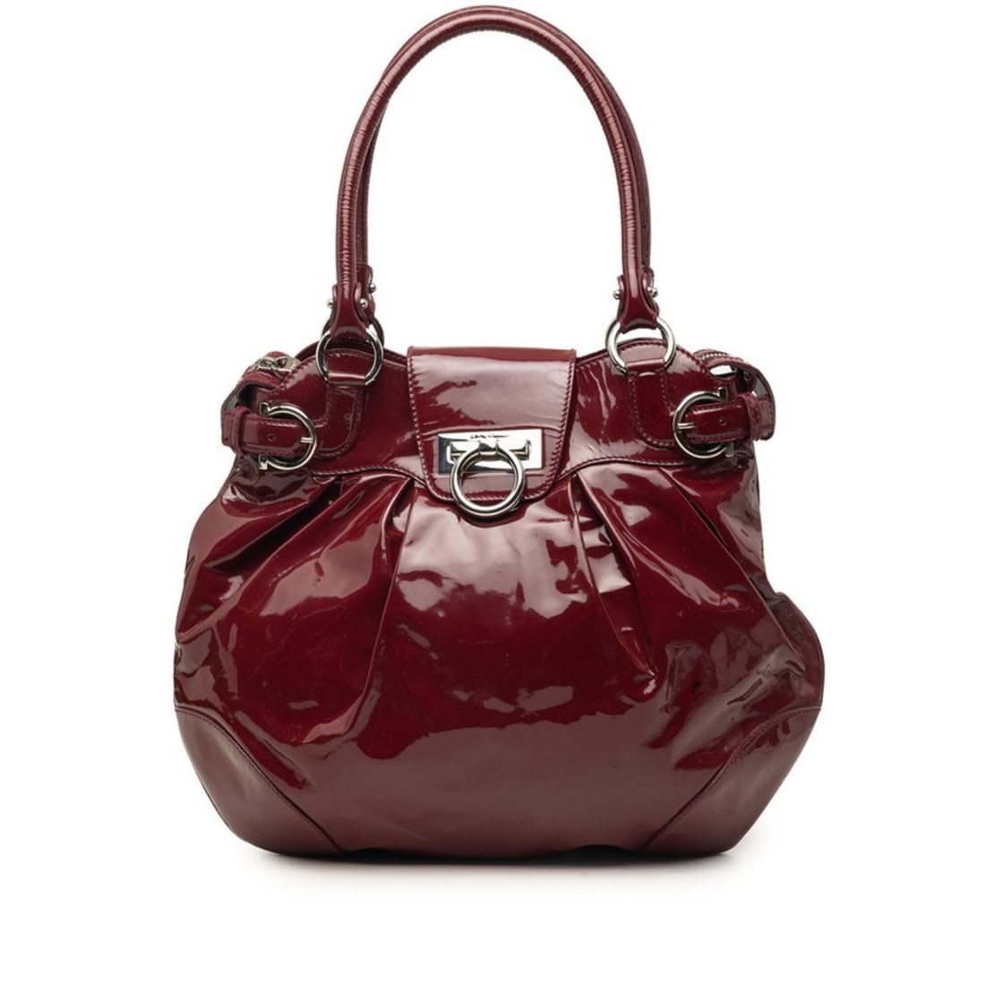 Salvatore Ferragamo Gancini Handbag Tote Bag, Red Enamel, Women's: --- Catalog ---Category: SizeSize (HxWxD): 32cm x 38.5cm x 4.5cm / 12.59'' x 15.15'' x 1.77''Category: DesignType: Handbag, Tote bagColor: Red colorGender: WomenCategory: GeneralBrand: Salvatore Ferra