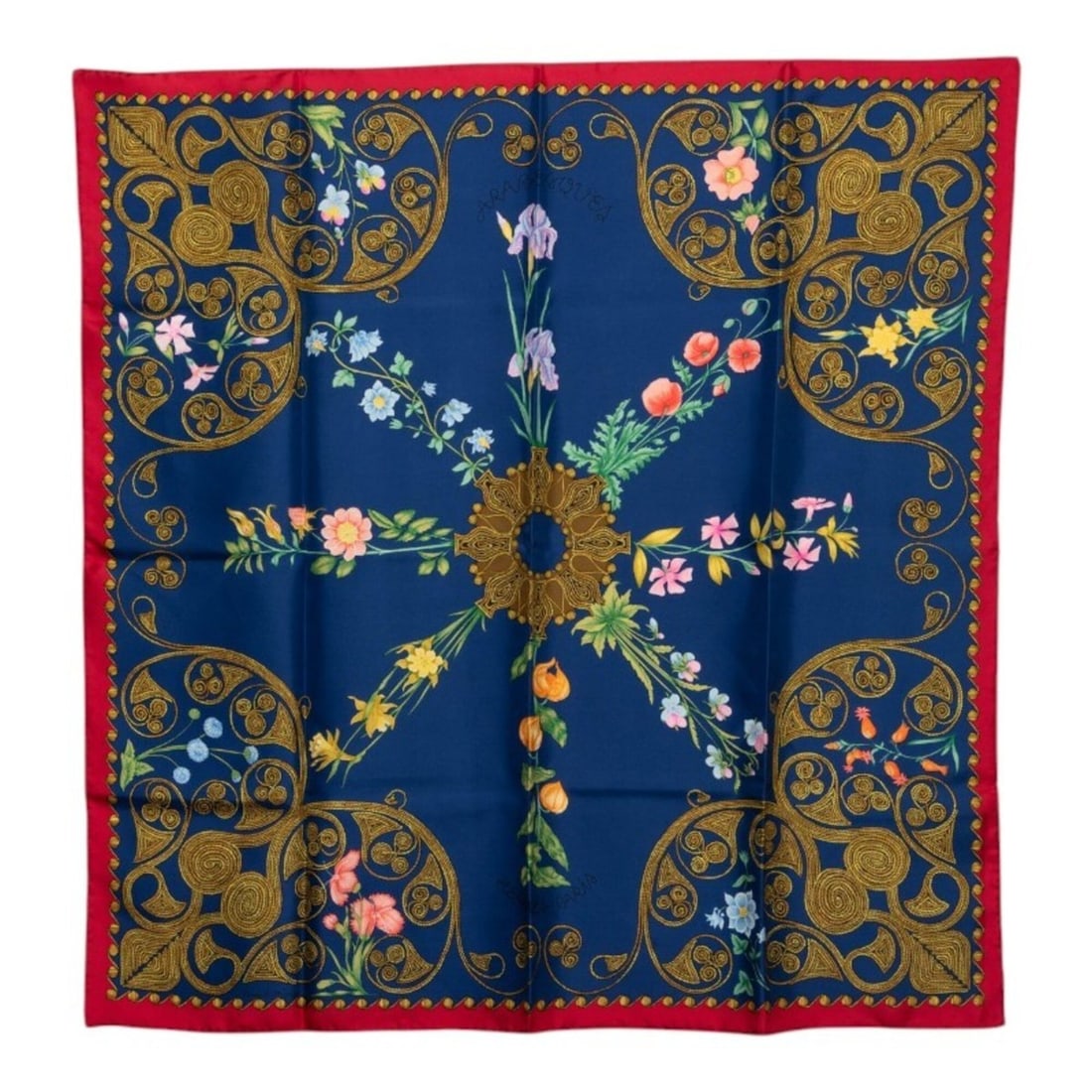 Hermes Carre 90 Arabesque Scarf/Muffler, Large Size, Blue Multicolor Silk, Women's (1 of 8)