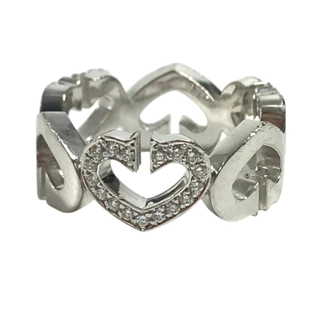 CARTIER Cartier Diamond 18K Gold C Heart Ring, Accessory Jewelry WG750, Women's Silver (1 of 10)