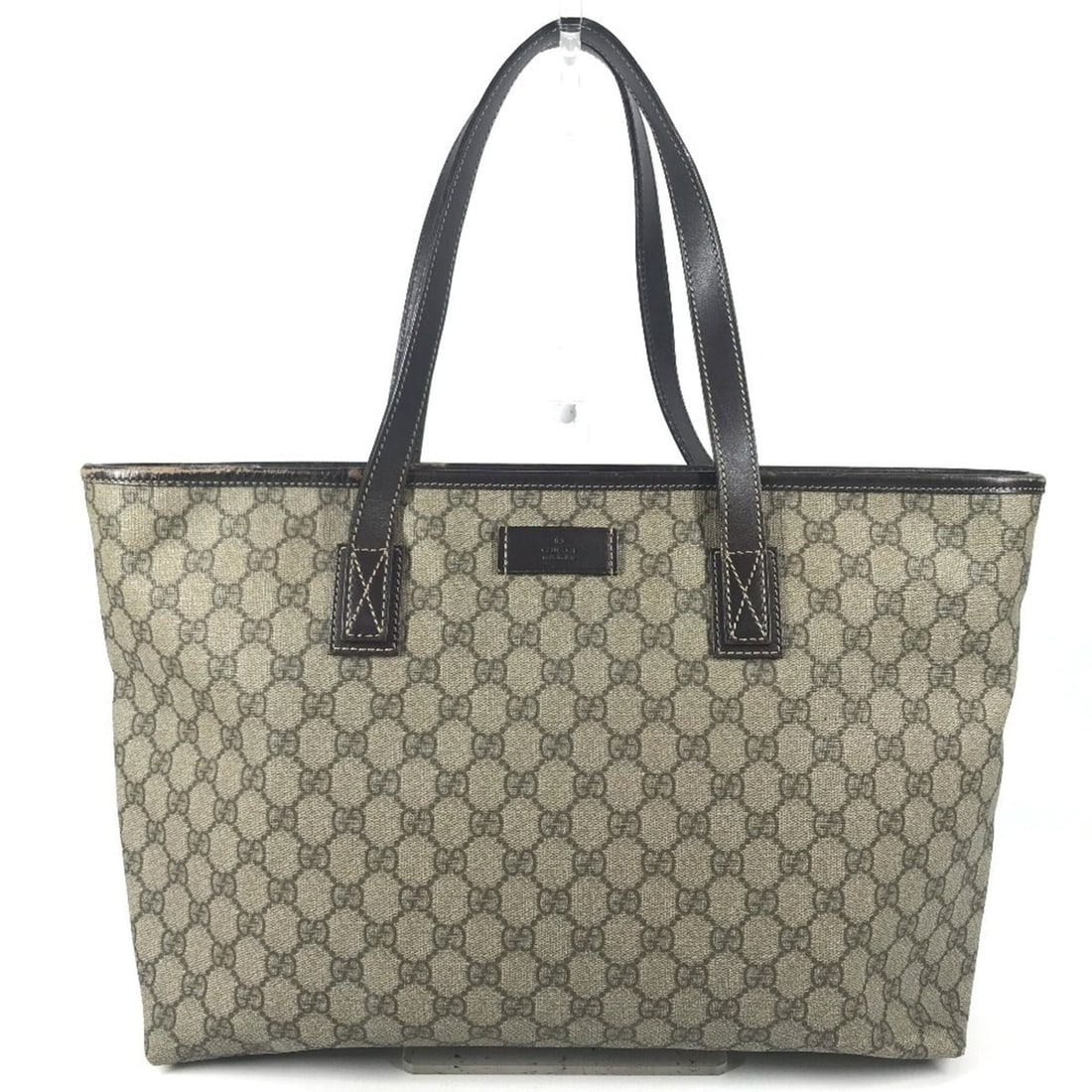GUCCI 211137 GG Supreme Logo Bag Tote Shoulder Canvas Men's Women's Beige: --- Catalog ---Category: SizeSize (HxWxD): 26.5cm x 36.5cm x 10.5cm / 10.43'' x 14.37'' x 4.13''Category: DesignType: Shoulder bag, Tote bagColor: Beige, Dark brownGender: Men,WomenMaterial: GG Suprem