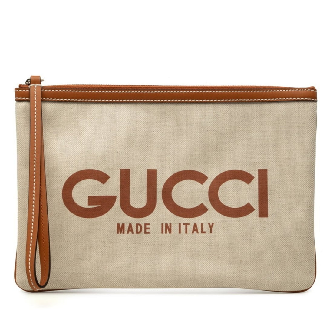 Gucci GG Supreme Logo Print Clutch Bag Handbag Pouch 777165 Beige Brown Canvas Leather Women's GUCCI (1 of 16)