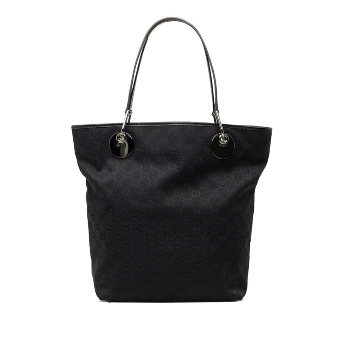 Gucci GG Canvas Tote Bag Handbag 120836 Black Leather Women's GUCCI (1 of 10)