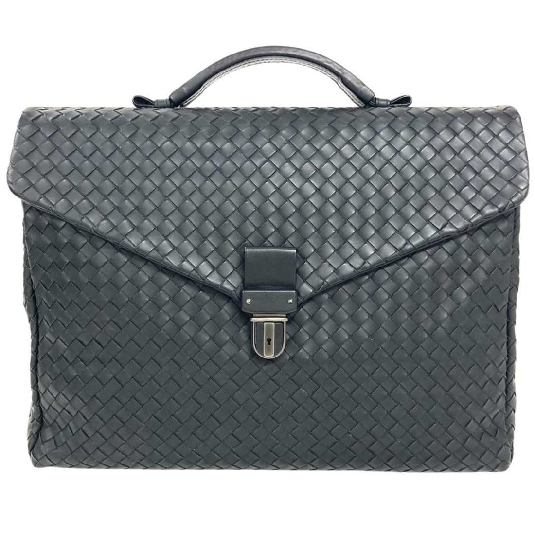 Bottega Veneta Intrecciato Business Bag, Leather, 2084199133, Black, Silver Hardware, Men's: --- Catalog ---Category: SizeSize (HxWxD): 30cm x 38cm x 8cm / 11.81'' x 14.96'' x 3.14''Category: DesignColor: BlackGender: MenMaterial: Leather Category: GeneralMPN: 2084199133Brand: Bottega VenetaC