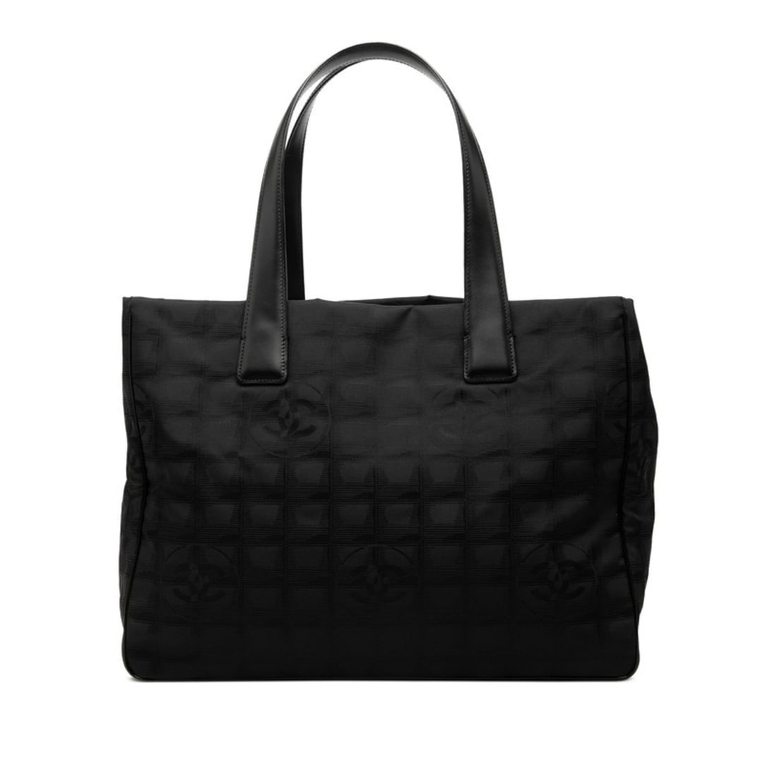 Chanel Coco Mark New Travel Line Tote MM Bag Handbag Black Nylon Leather Women's CHANEL: --- Catalog ---Category: SizeHandle Drop: 18.50cm / 7.28''Size (HxWxD): 26cm x 34.5cm x 15cm / 10.23'' x 13.58'' x 5.9''Category: DesignType: Handbag, Tote bagColor: BlackGender: WomenClosure: OpenMat