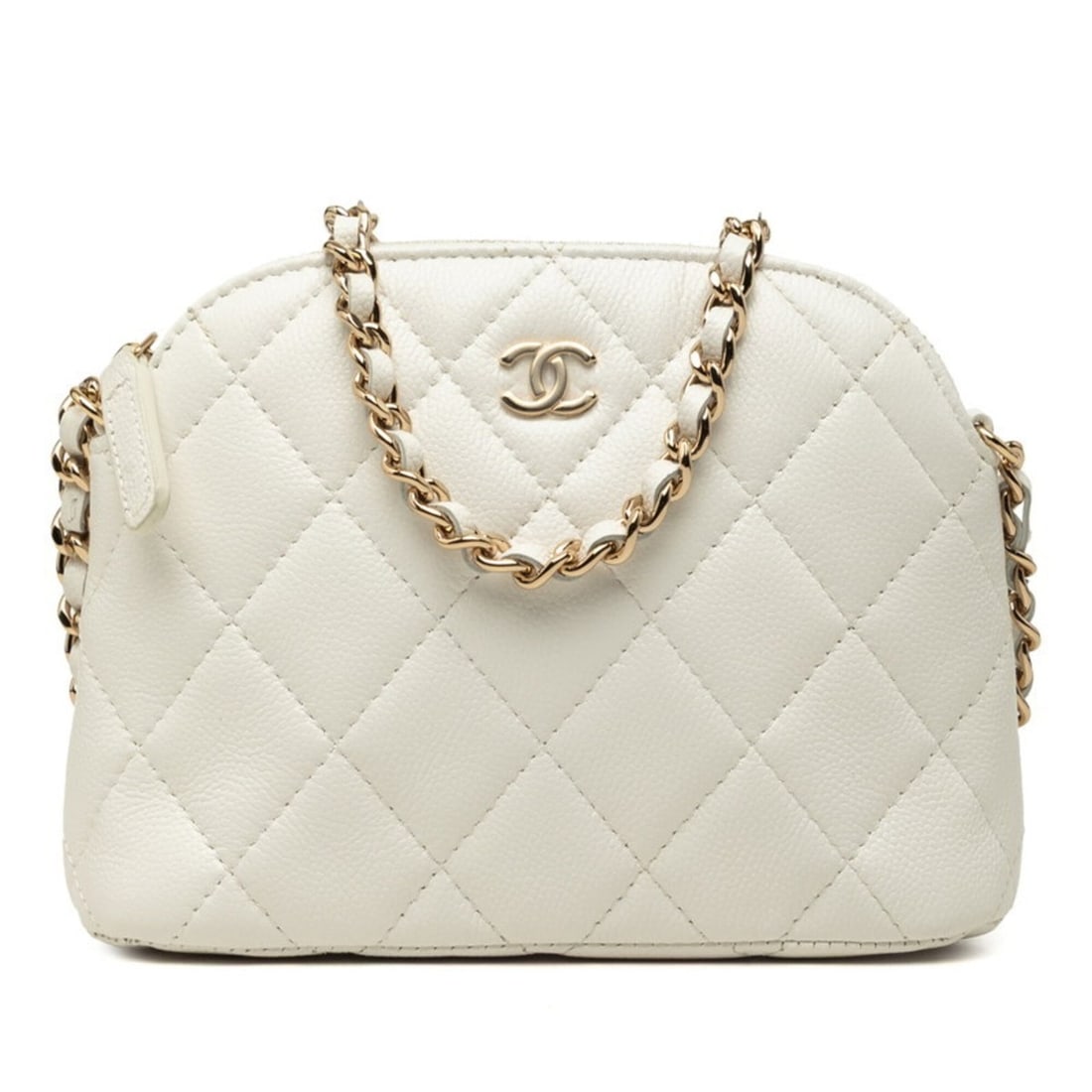 Chanel Coco Mark Matelassé Crossbody Chain Shoulder Bag, Random Serial Number, White Gold Caviar: --- Catalog ---Category: SizeStrap Drop: 57cm / 22.44''Size (HxWxD): 11.5cm x 16cm x 5cm / 4.52'' x 6.29'' x 1.96''Category: DesignType: Shoulder bagColor: WhiteGender: WomenClosure: ZipperMaterial: G