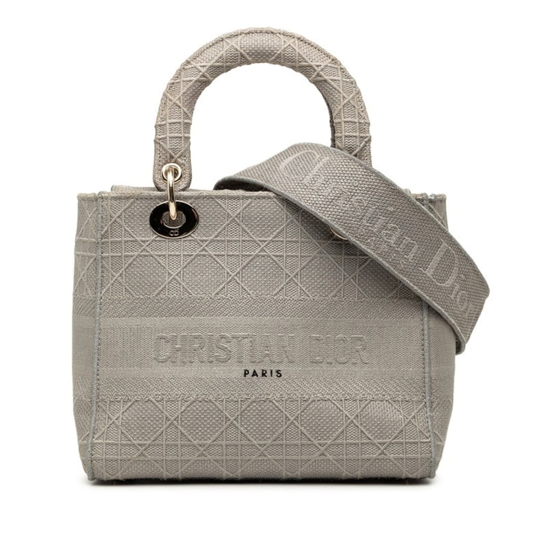 Christian Dior Dior Cannage Lady Delight Handbag Shoulder Bag 2WAY 50-MA-0280 Gray Canvas Women's: --- Catalog ---Category: SizeStrap Drop: 50cm / 19.68''Handle Drop: 9.00cm / 3.54''Size (HxWxD): 12cm x 24cm x 20cm / 4.72'' x 9.44'' x 7.87''Category: DesignType: Handbag, Shoulder bagColor: GrayGend