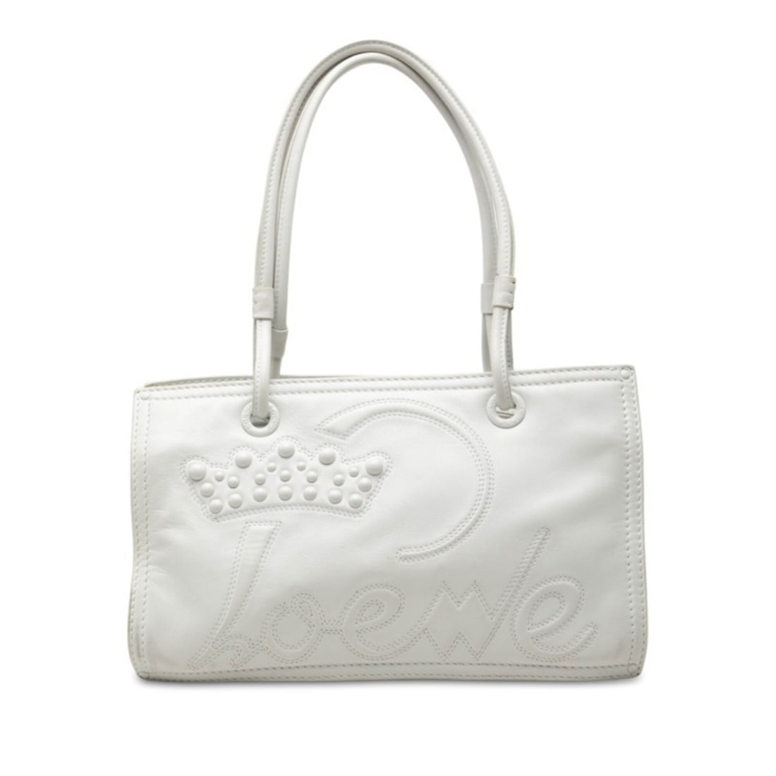 Loewe Crown Stud Tote Bag Shoulder White Leather Women's LOEWE: --- Catalog ---Category: SizeSize (HxWxD): 13cm x 33cm x 19cm / 5.11'' x 12.99'' x 7.48''Category: DesignType: Shoulder bag, Tote bagColor: WhiteGender: WomenMaterial: Leather Category: GeneralBrand: 