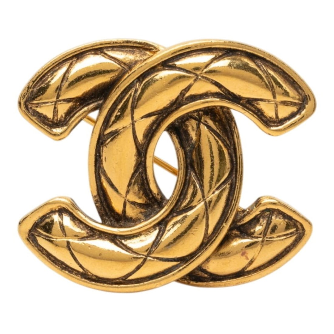 Chanel Vintage Matelassé Coco Mark Brooch Gold Plated Women's CHANEL: --- Catalog ---Category: SizeSize (HxWxD): 3.38cm x 3.93cm / 1.33'' x 1.54''Category: DesignType: BroochColor: GoldGender: WomenCategory: GeneralBrand: Chanel--- Item List ---Section: ConditionRanking