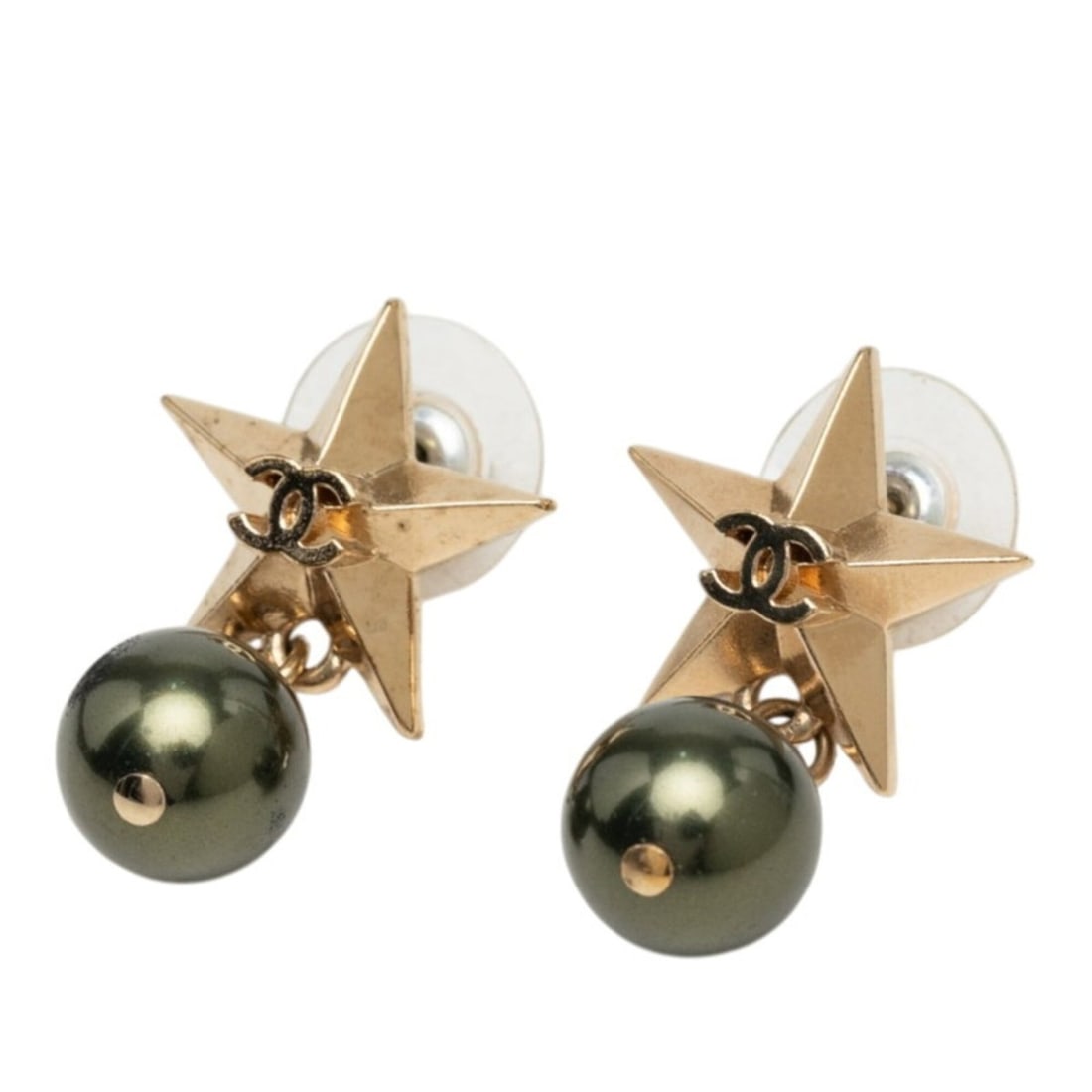 Chanel Coco Mark Star Motif Earrings A17C Gold Green Plated Women's CHANEL: --- Catalog ---Category: SizeSize (HxWxD): 32.60mm x 17.60mm / 1.28'' x 0.69''Category: DesignType: Stud earringsColor: Gold, GreenGender: WomenCategory: GeneralBrand: Chanel--- Item List ---Section: 
