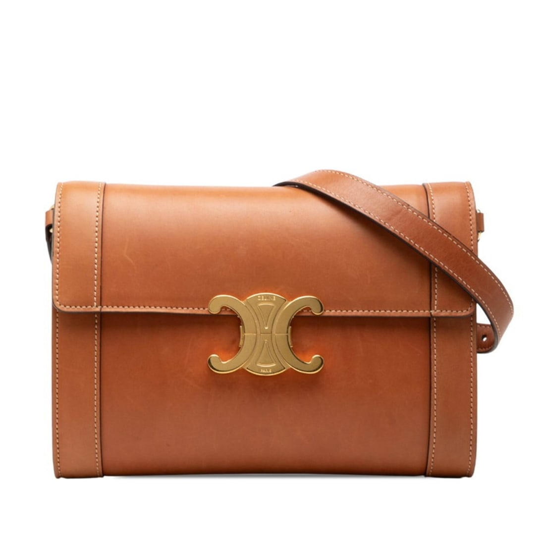 Celine Triomphe Crossbody Shoulder Bag, Brown Leather, Women's CELINE: --- Catalog ---Category: SizeSize (HxWxD): 15.5cm x 21.5cm x 4cm / 6.1'' x 8.46'' x 1.57''Category: DesignType: Shoulder bagColor: BrownGender: WomenMaterial: Leather Category: GeneralBrand: Celine---