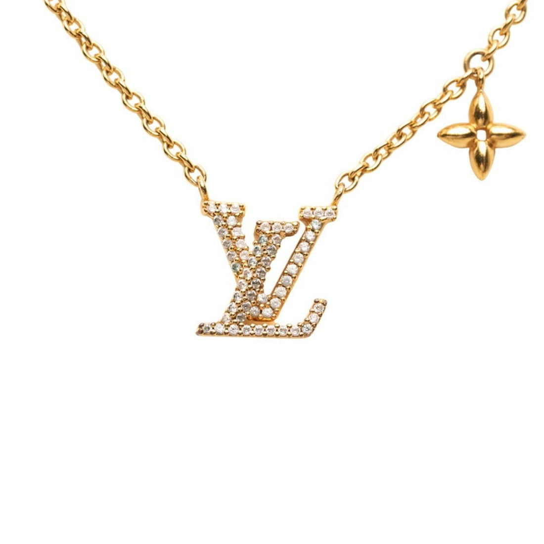 Louis Vuitton Monogram Flower LV Iconic Necklace M00596 Gold Plated Rhinestone Women's LOUIS VUITTON: --- Catalog ---Category: SizePendant Size: 12.3mm x 11.9mm / 0.48'' x 0.46''Neck Circumference: 49 cm / 19.29''Category: DesignColor: GoldGender: WomenMaterial: RhinestoneNecklace Type: NecklaceCatego