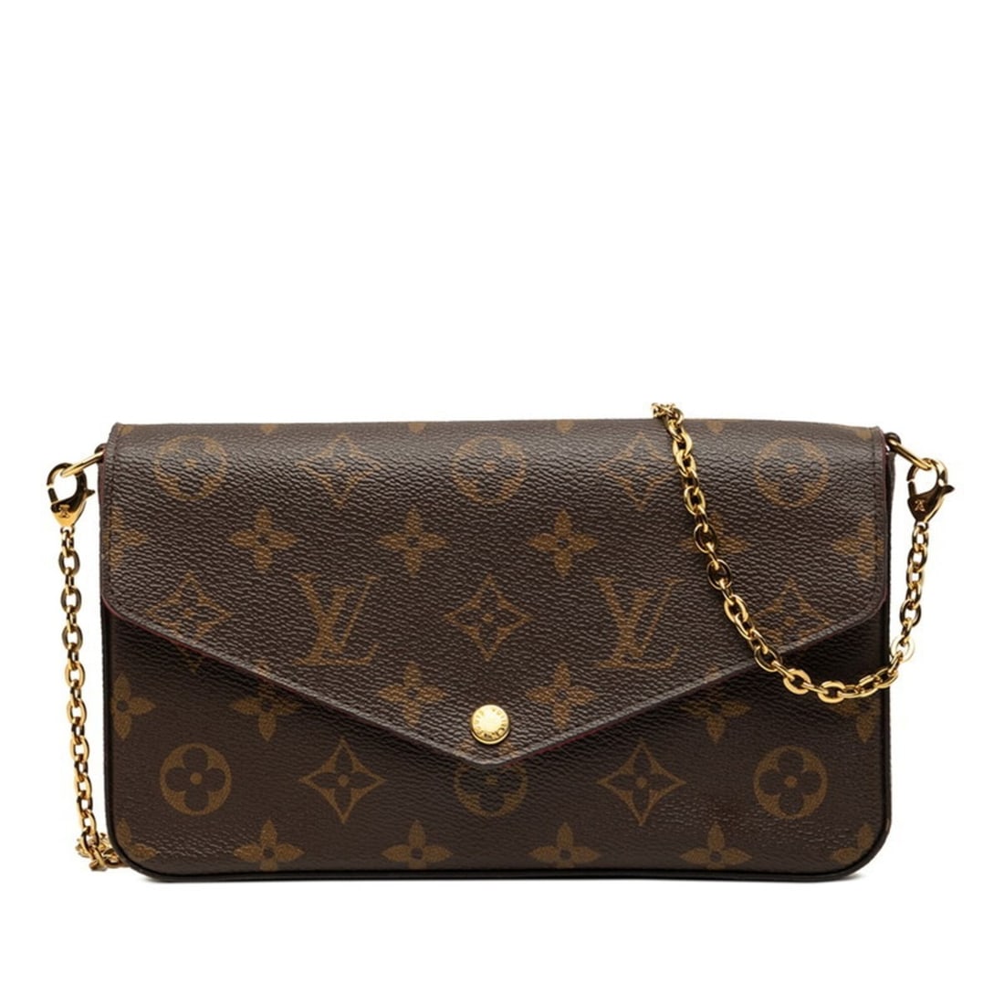 Louis Vuitton Monogram Pochette Felicie Chain Shoulder Bag M61276 Brown Fuchsia Leather Women's: --- Catalog ---Category: SizeSize (HxWxD): 12cm x 21cm x 3cm / 4.72'' x 8.26'' x 1.18''Category: DesignType: Pochette, Pouch, Shoulder bagColor: Brown, FuchsiaGender: WomenMaterial: PVC , Leather Cate