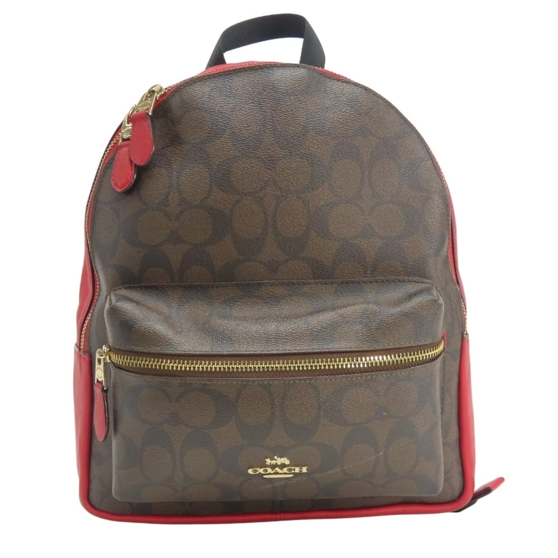 Coach Signature Backpack F32200 Leather Red Dark Brown Women's COACH: --- Catalog ---Category: SizeSize (HxWxD): 30cm x 23.5cm x 12cm / 11.81'' x 9.25'' x 4.72''Category: DesignType: BackpackColor: Dark brown, Red colorGender: WomenMaterial: PVC , Leather Category:
