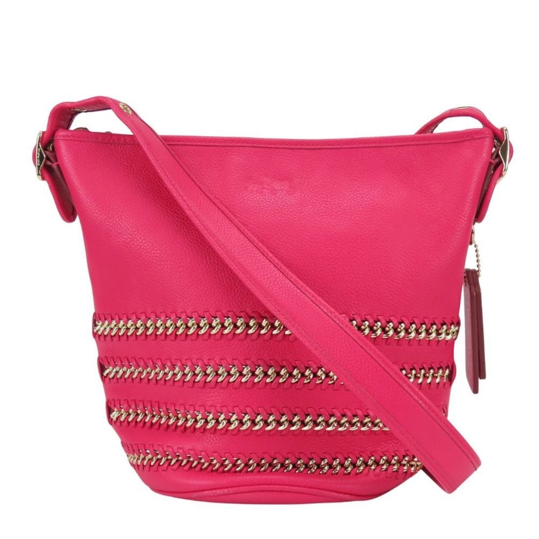 Coach Shoulder Bag, Bucket Style, 35373, Leather, Shocking Pink, Crossbody, Chain, Braided, Women's,: --- Catalog ---Category: SizeSize (HxWxD): 22cm x 26cm x 14cm / 8.66'' x 10.23'' x 5.51''Category: DesignType: Shoulder bagColor: PinkGender: WomenMaterial: Leather Category: GeneralMPN: 35373Brand: