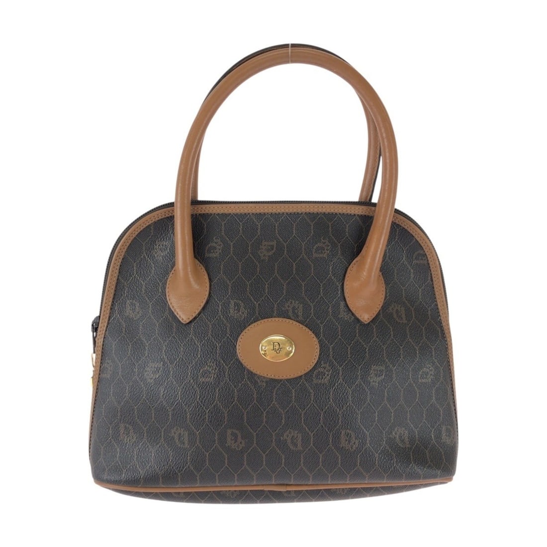Christian Dior Vintage Honeycomb Pattern Brown Handbag with Gold Hardware: --- Catalog ---Category: SizeSize (HxWxD): 20cm x 26cm x 7cm / 7.87'' x 10.23'' x 2.75''Category: DesignType: HandbagColor: BrownGender: WomenMaterial: PVC Category: GeneralBrand: Christian
