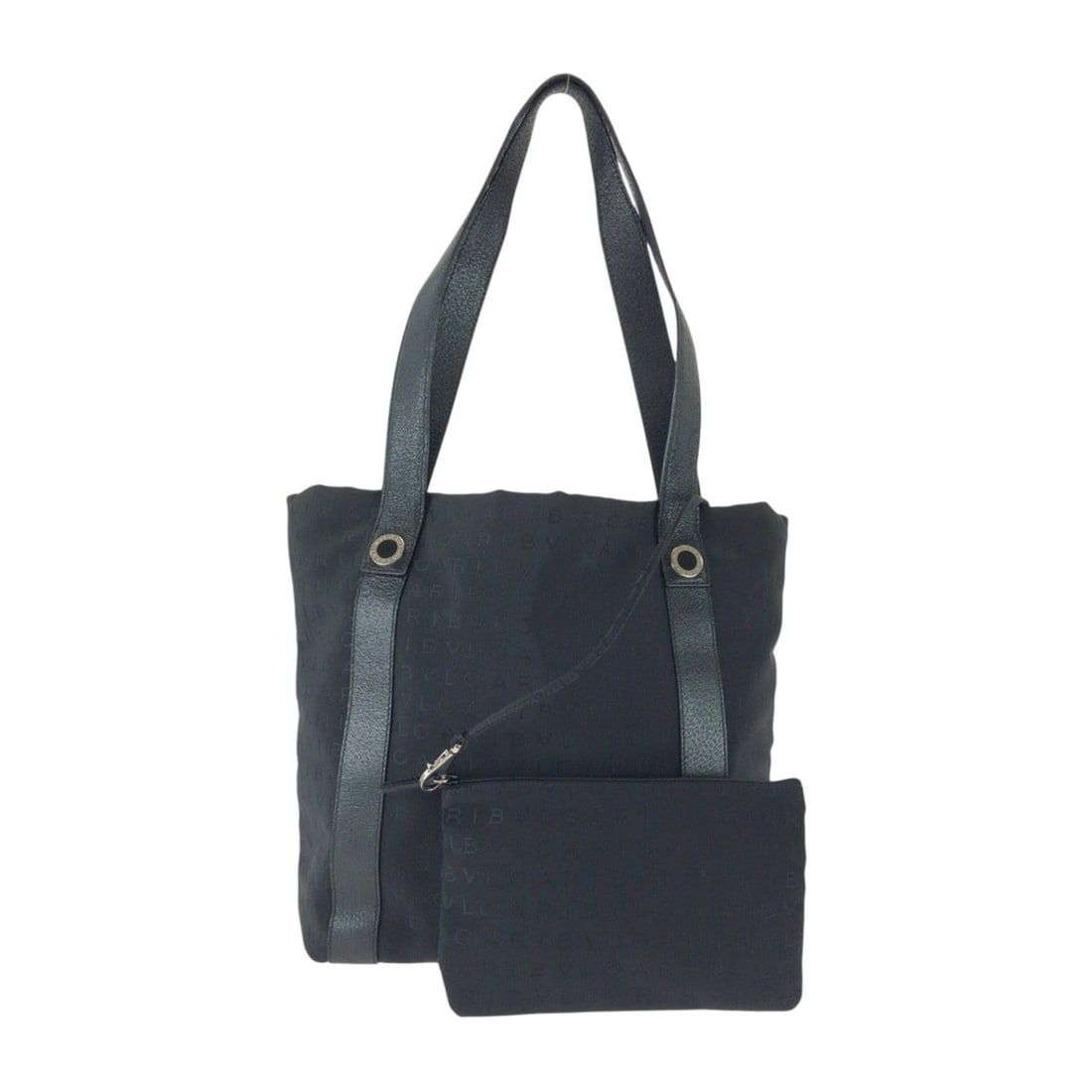 BVLGARI Logomania Black Canvas Leather Tote Bag Shoulder for Women (1 of 9)