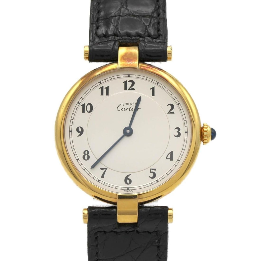 Cartier Must VLC LM GP W1001754 Quartz Watch: --- Catalog ---Category: SizeCase Diameter: 30mm / 1.18''Category: DesignType: WristwatchGender: MenColor (Dial): SilverMaterial (Case): Gold platedCategory: GeneralMPN: W1001754Brand: CartierCategory