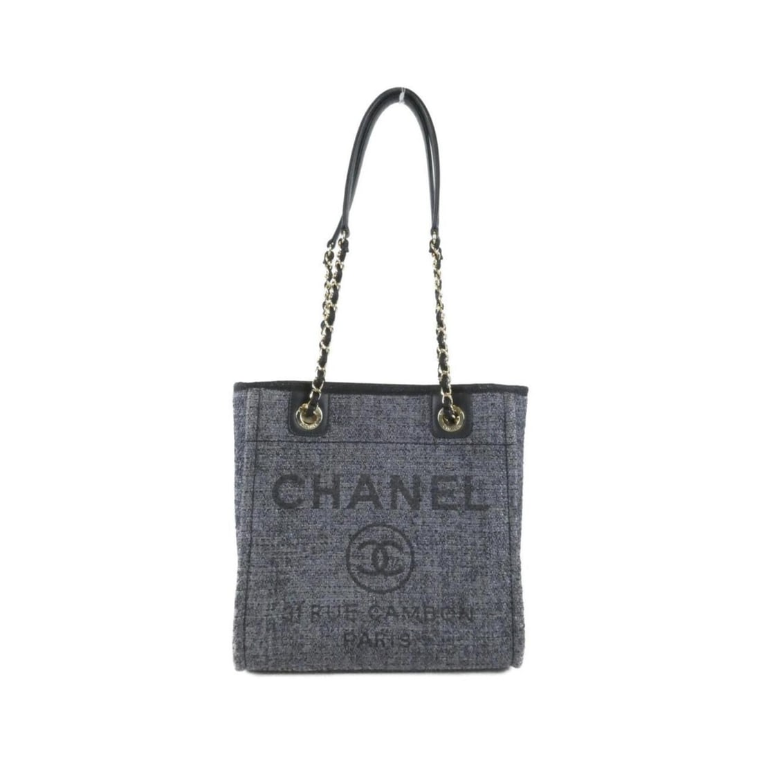 Chanel Deauville Line 66939 Handbag: --- Catalog ---Category: SizeSize (HxWxD): 26cm x 25cm x 10cm / 10.23'' x 9.84'' x 3.93''Category: DesignType: HandbagColor: Black, Dark grayGender: WomenMaterial: Nylon canvas Hardware Color: