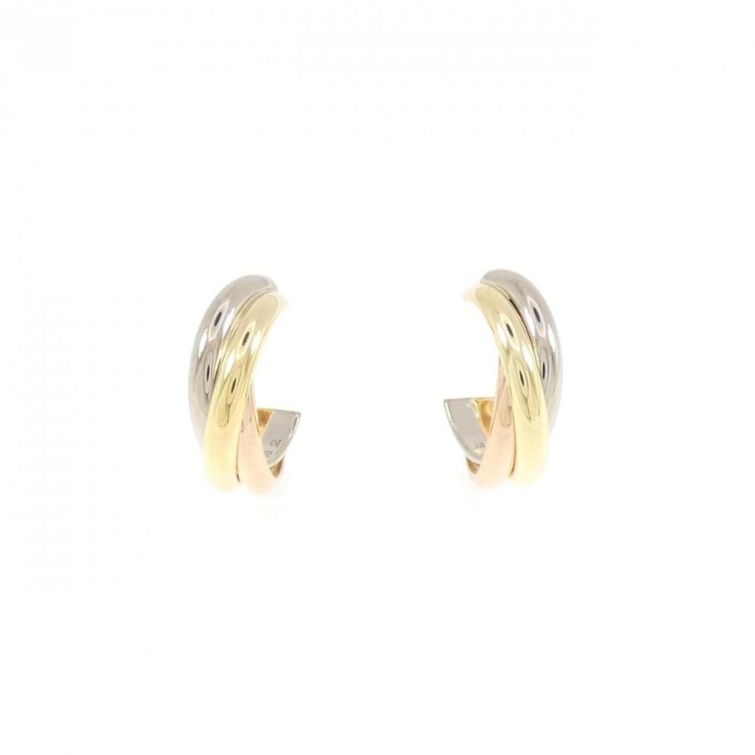Cartier Trinity Small Earrings: --- Catalog ---Category: SizeSize (HxWxD): 12.80mm x 4.10mm / 0.50'' x 0.16''Category: DesignType: Stud earringsGender: WomenMaterial: Pink gold (18K), White gold (18K), Yellow gold (18K)Category: Gen