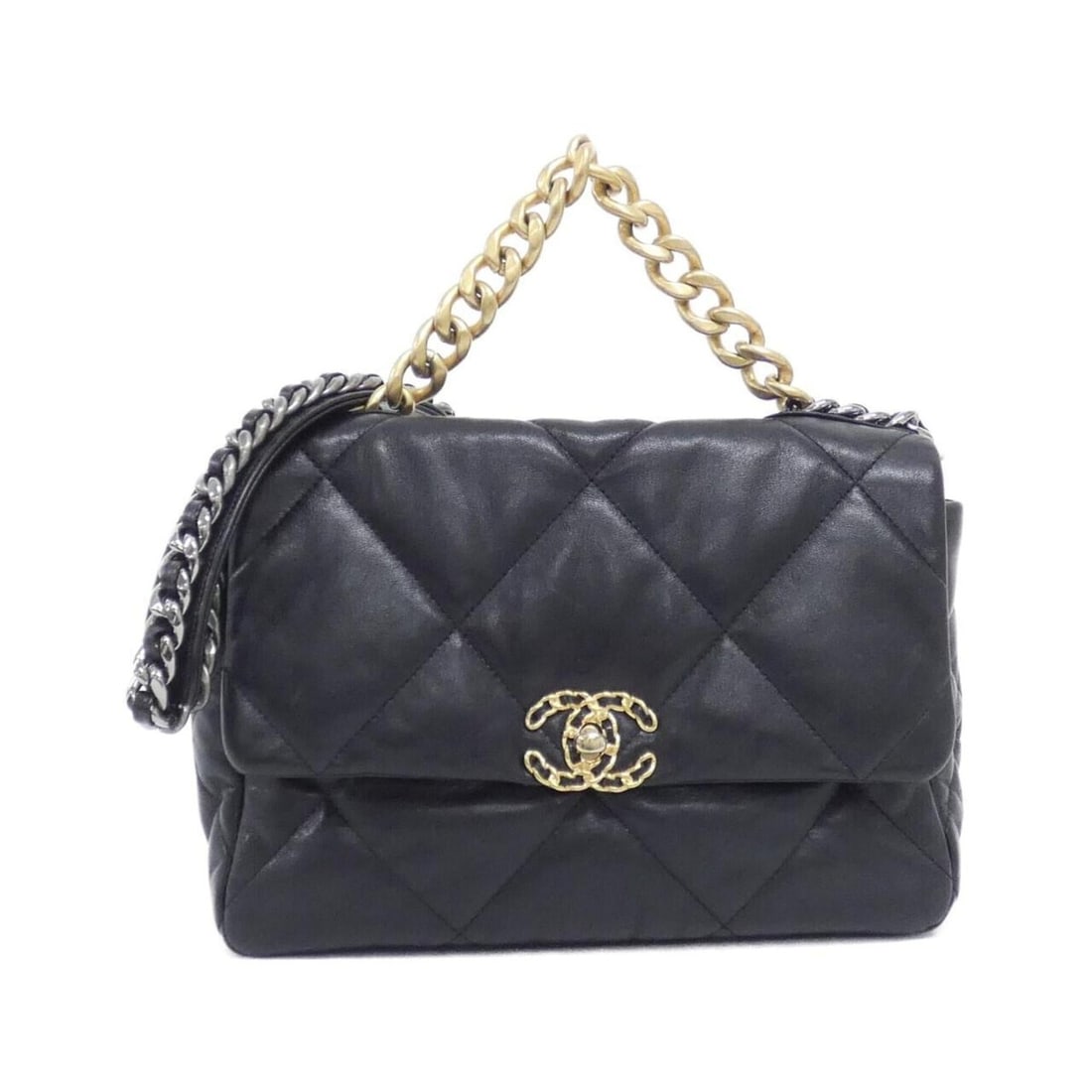 Chanel 19 line AS1161 shoulder bag: --- Catalog ---Category: SizeSize (HxWxD): 19cm x 30cm x 9cm / 7.48'' x 11.81'' x 3.54''Category: DesignType: Shoulder bagColor: BlackGender: WomenMaterial: Leather Hardware Color: Gold,