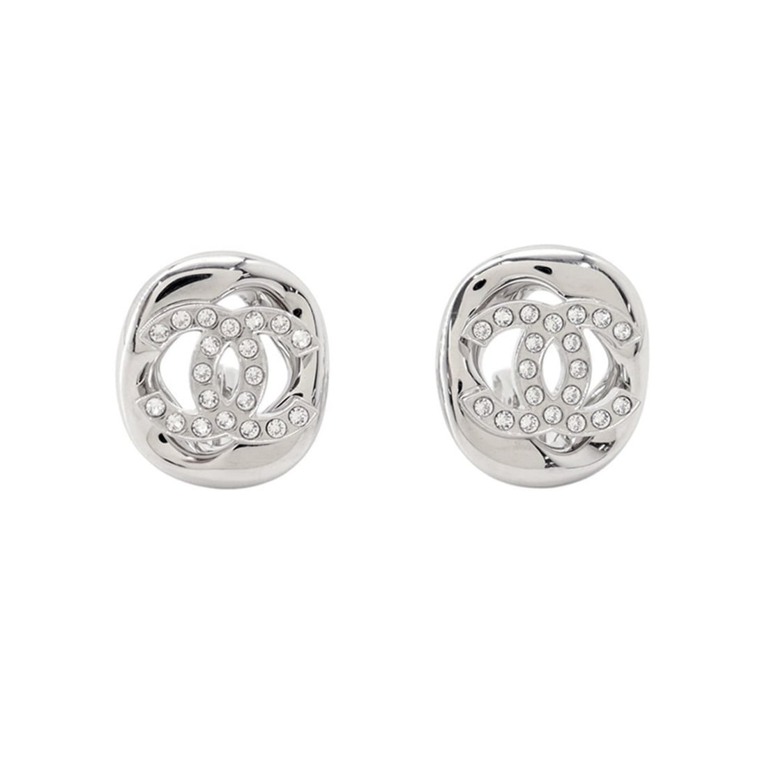 Chanel Earrings Rhinestone Coco Mark B25 C CHANEL: --- Catalog ---Category: SizeSize (HxWxD): 2.60mm x 2.40mm / 0.10'' x 0.09''Category: DesignType: Clip earringsColor: SilverGender: WomenMaterial: Metal, RhinestoneCategory: GeneralBrand: