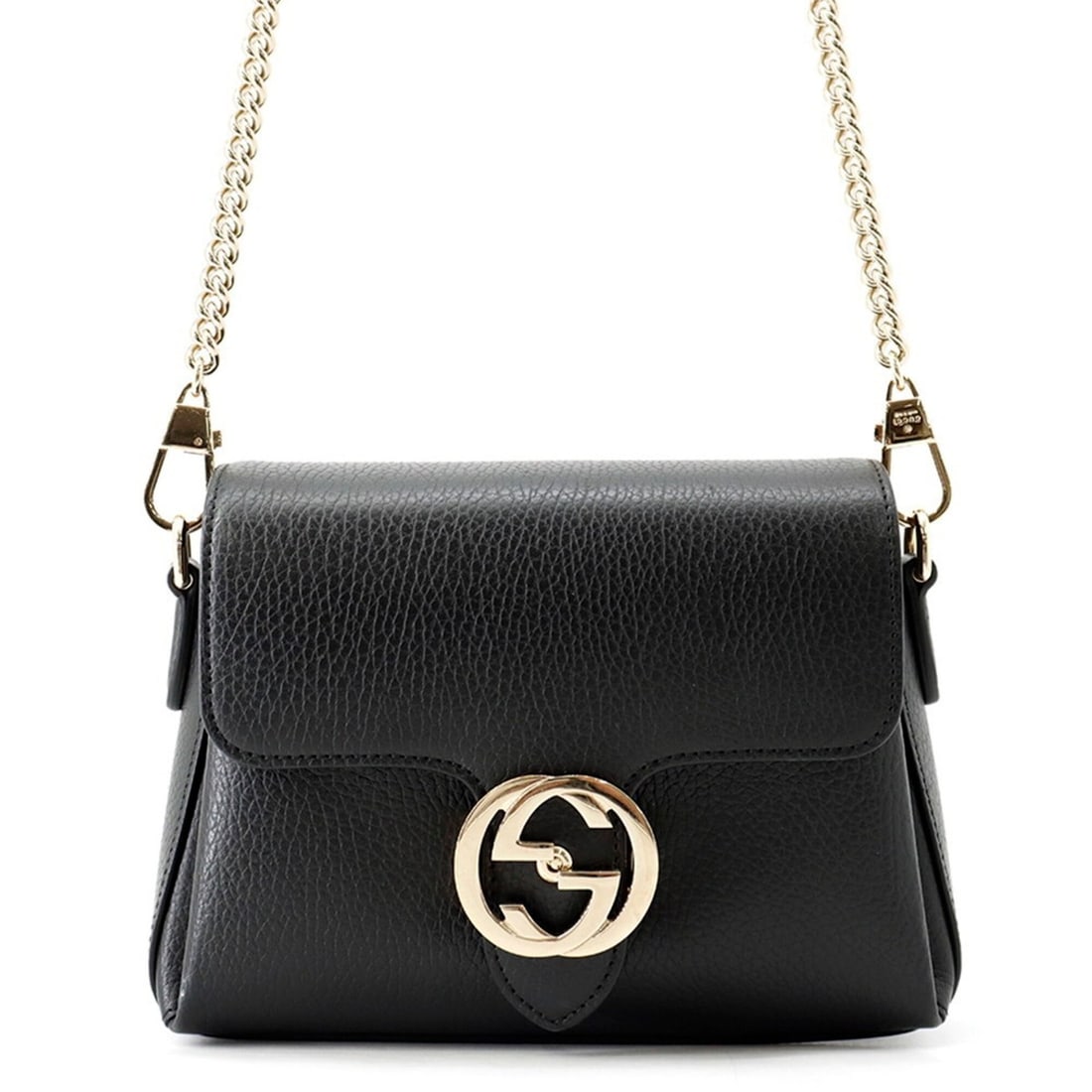 Gucci Chain Shoulder Bag Interlocking G Leather 607720 GUCCI Handbag Black Women's (1 of 14)