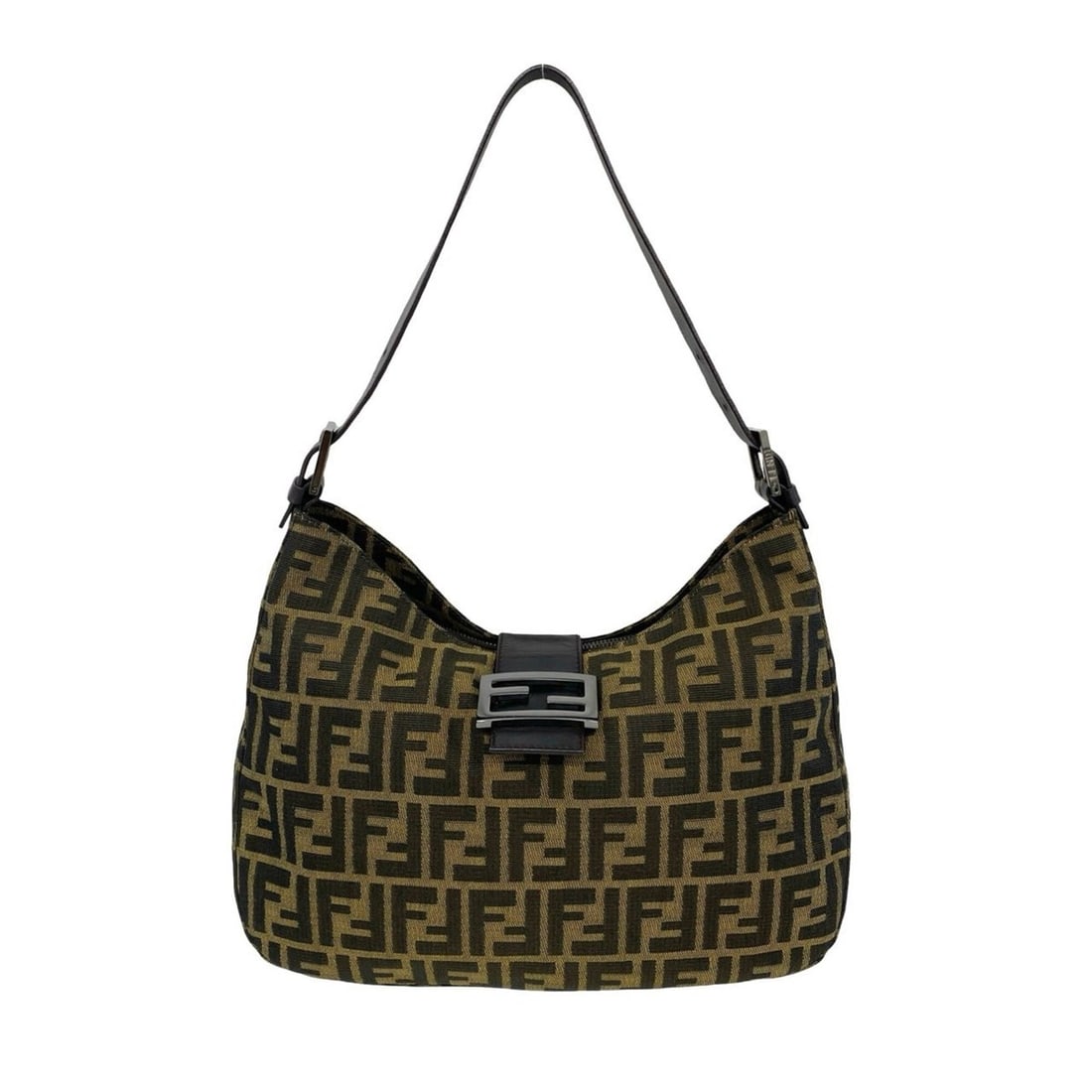 FENDI Vintage Mamma Bucket Zucca FF Pattern Canvas Leather Semi One Shoulder Bag Brown 02211: --- Catalog ---Category: SizeSize (HxWxD): 21.5cm x 34cm x 9cm / 8.46'' x 13.38'' x 3.54''Category: DesignType: Shoulder bagColor: Black, BrownGender: WomenMaterial: Canvas , Leather Category: General