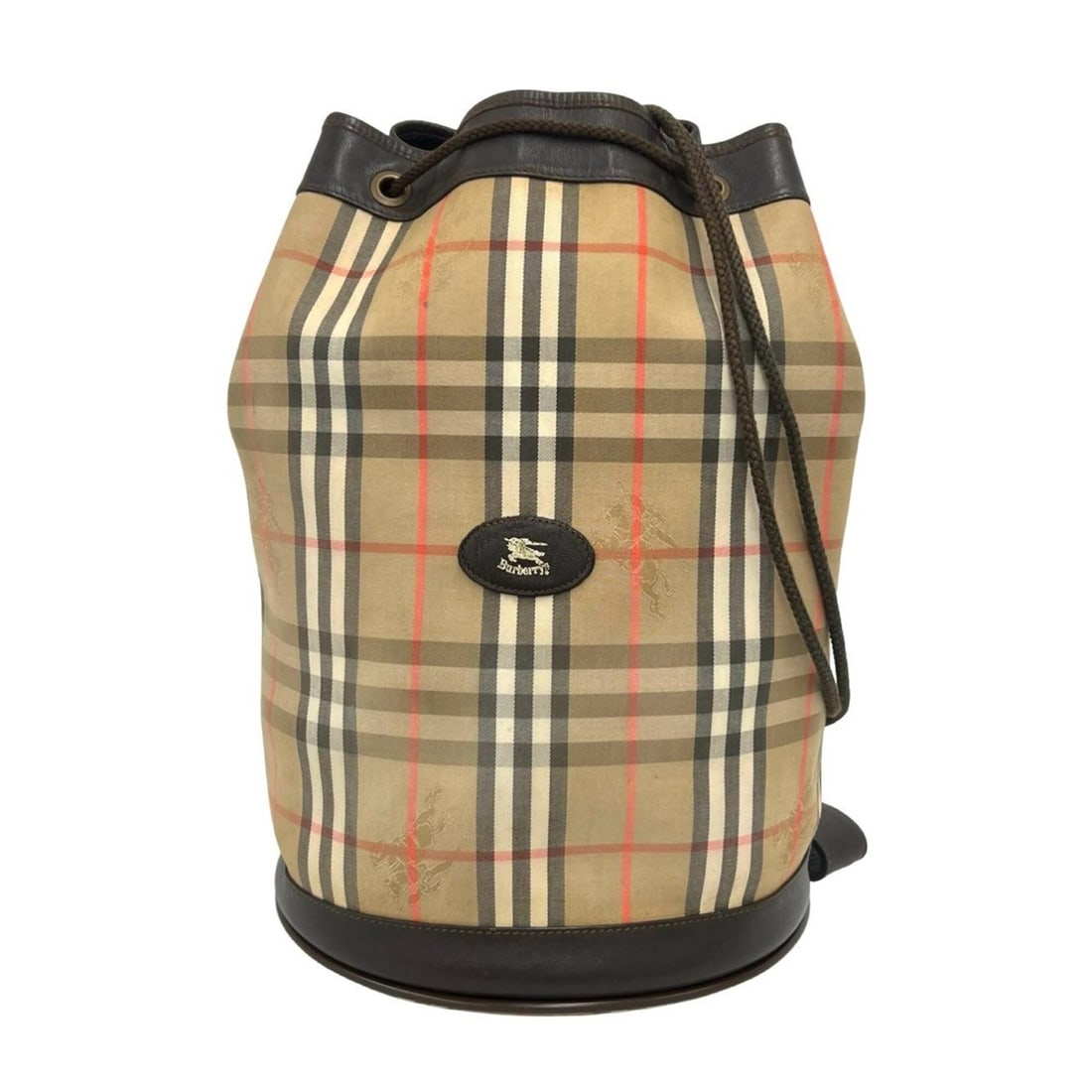 Burberrys Vintage Nova Check Shadow Horse Canvas Leather Drawstring Shoulder Bag, Beige 00245: --- Catalog ---Category: SizeSize (HxWxD): 37.5cm x 36.5cm x 23cm / 14.76'' x 14.37'' x 9.05''Category: DesignType: Shoulder bagColor: Beige, BrownGender: WomenMaterial: Canvas , Leather Category: Gen