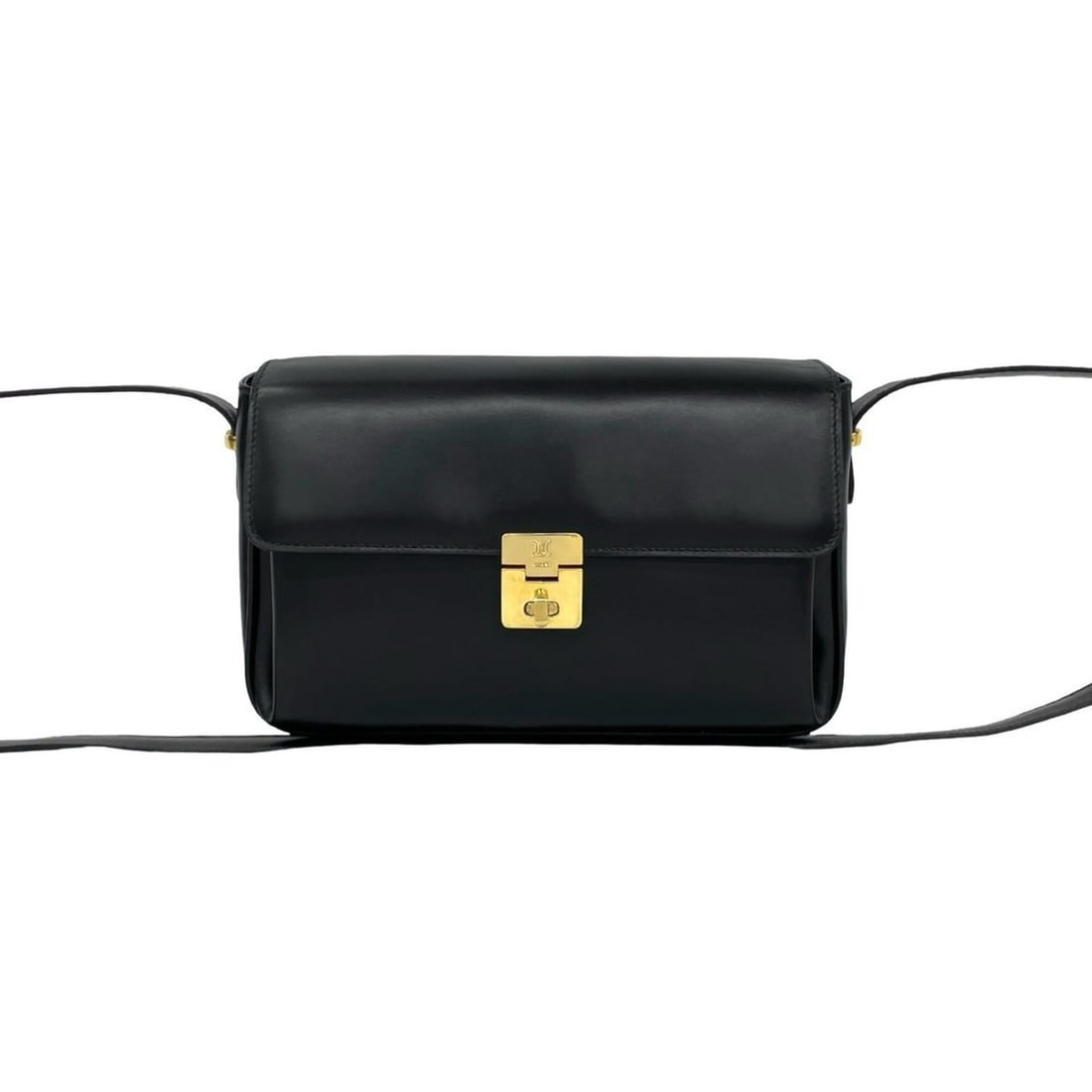 CELINE Vintage Triomphe Logo Turnlock Leather Shoulder Bag/Pochette, Black, 13838: --- Catalog ---Category: SizeSize (HxWxD): 16cm x 22.5cm x 6cm / 6.29'' x 8.85'' x 2.36''Category: DesignType: Pochette, Shoulder bagColor: BlackGender: WomenMaterial: Leather Category: GeneralBrand: 
