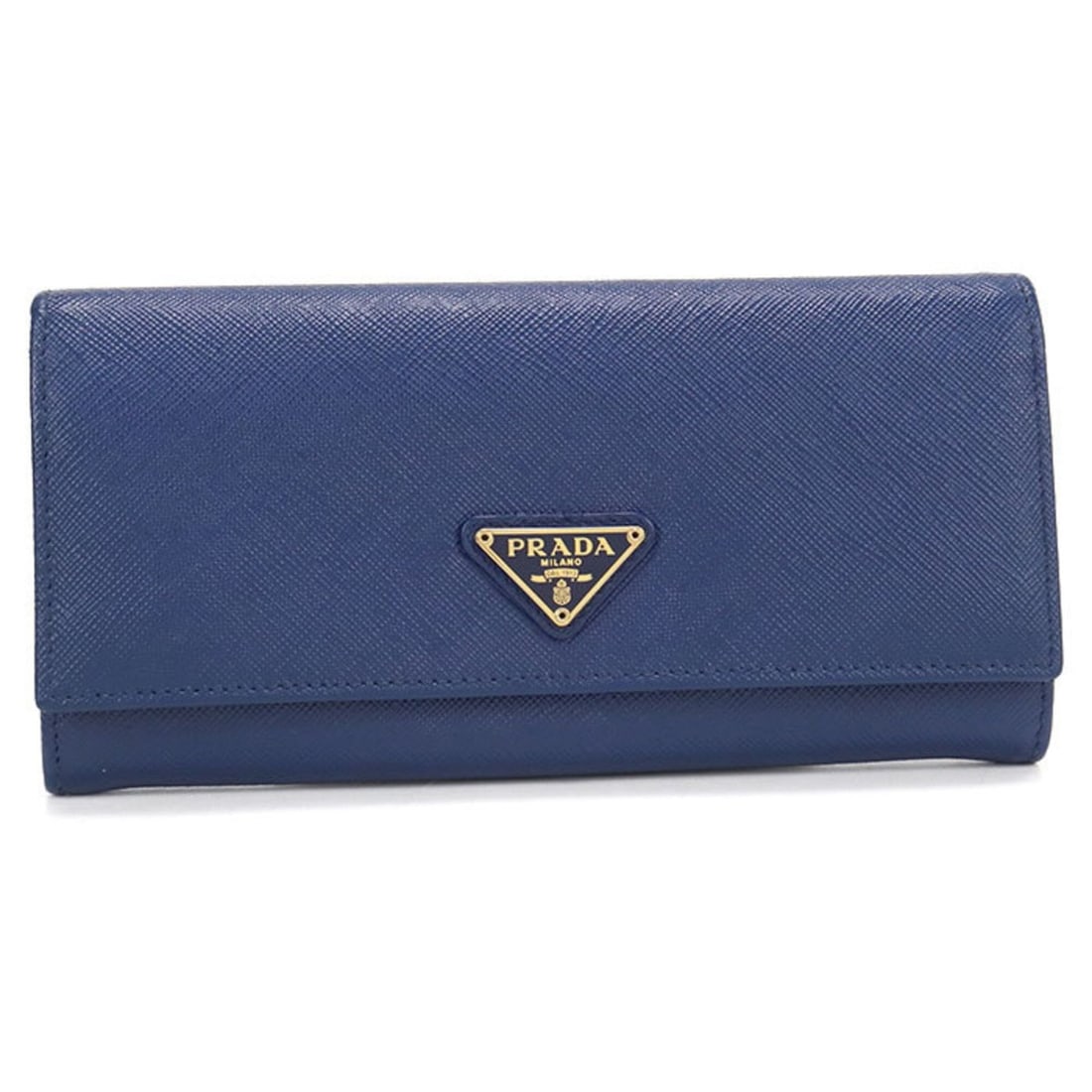PRADA Prada Bi-fold Long Wallet 1MH132 Saffiano Triangle Women's Blue (1 of 15)