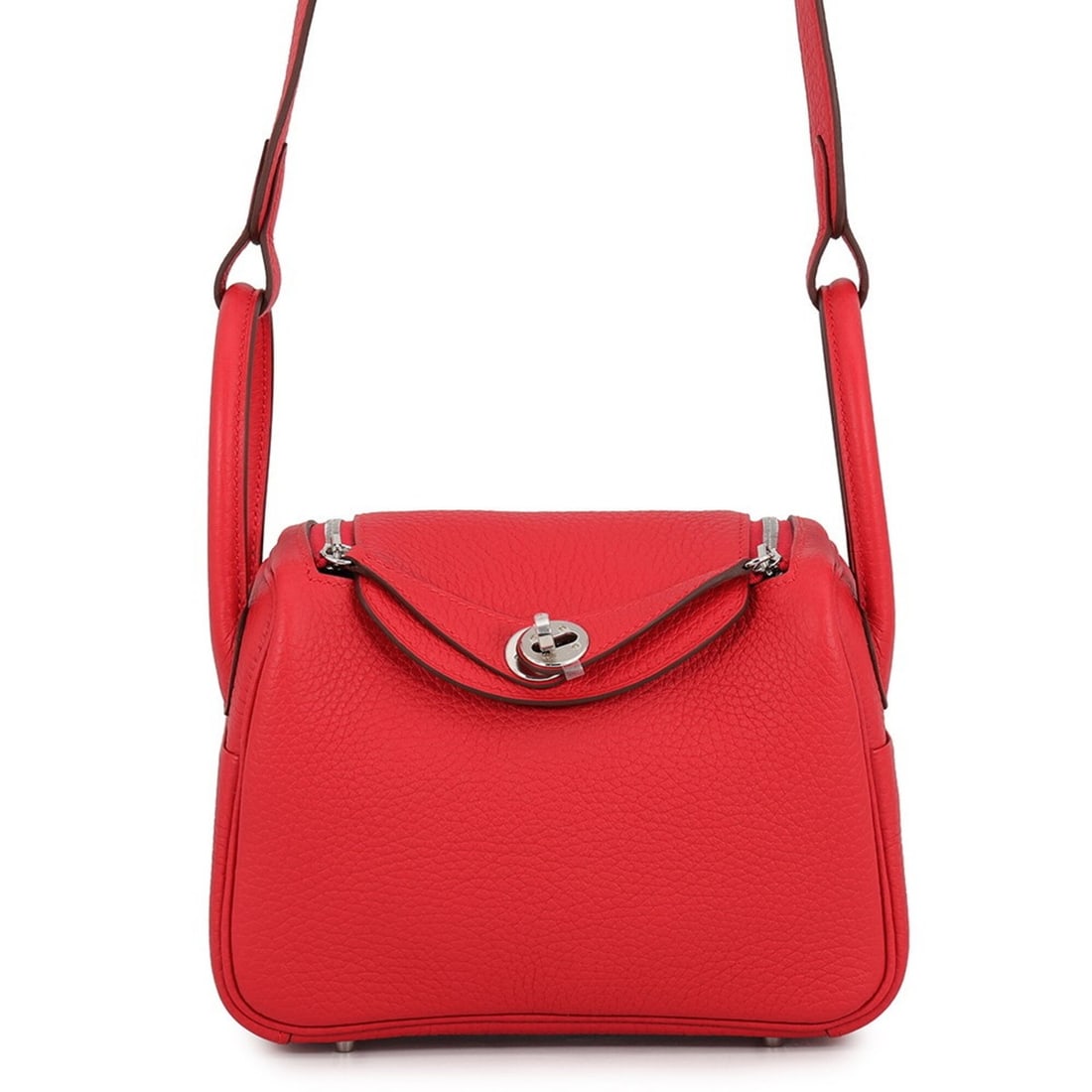 Hermes Lindy Mini handbag, Rouge Ladue, Taurillon Clemence leather, G stamp, HERMES 2-way shoulder (1 of 14)