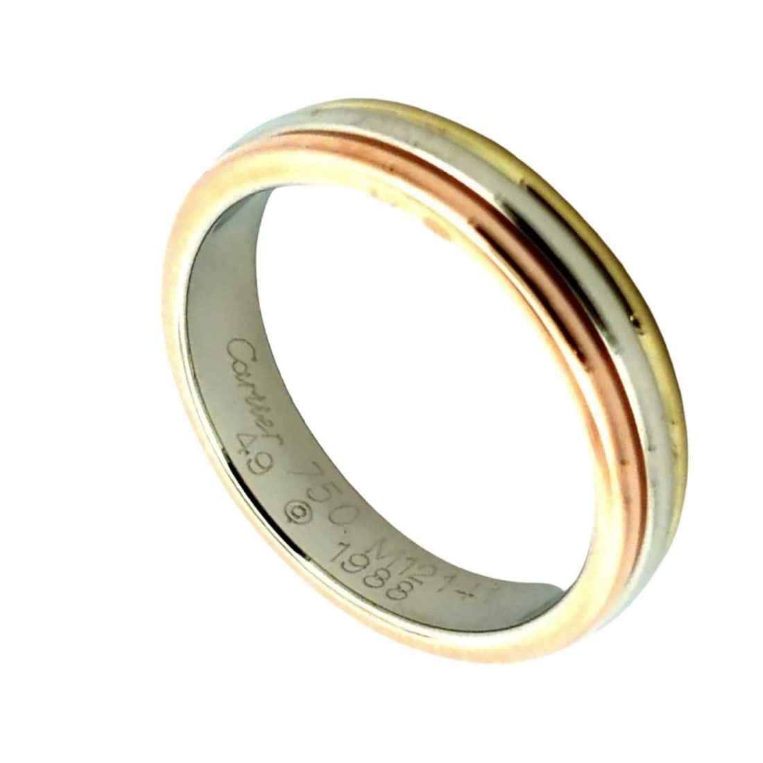 Cartier Vendôme Louis Ring, Size #49, 18K Yellow Gold (4.1g), White (18K Gold), Pink 3 Colors:: --- Catalog ---Category: SizeWidth: 3.8mm / 0.15''Weight: 4.1g / 0.14oz.US Size: 5Brand Size: 49Category: DesignType: Band ringGender: WomenMaterial: Pink gold (18K), White gold (18K), Yellow gold