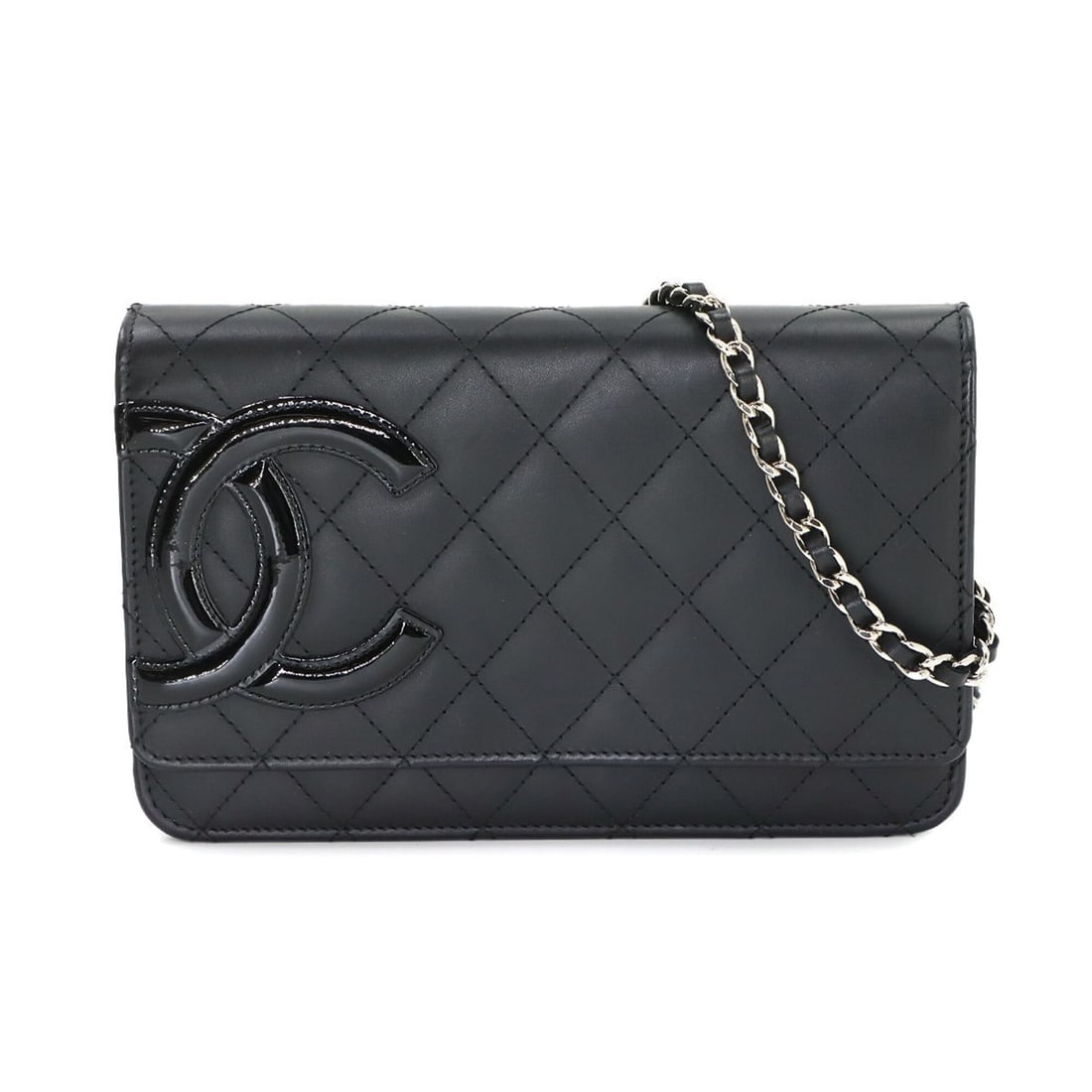 Chanel Cambon Line Chain Wallet, Bi-fold Long Calfskin Enamel, Black, A46646: --- Catalog ---Category: SizeSize (HxWxD): 12cm x 19cm x 3cm / 4.72'' x 7.48'' x 1.18''Category: DesignType: Chain/Shoulder walletColor: BlackGender: WomenMaterial: Cambon ligne Category: GeneralMPN: