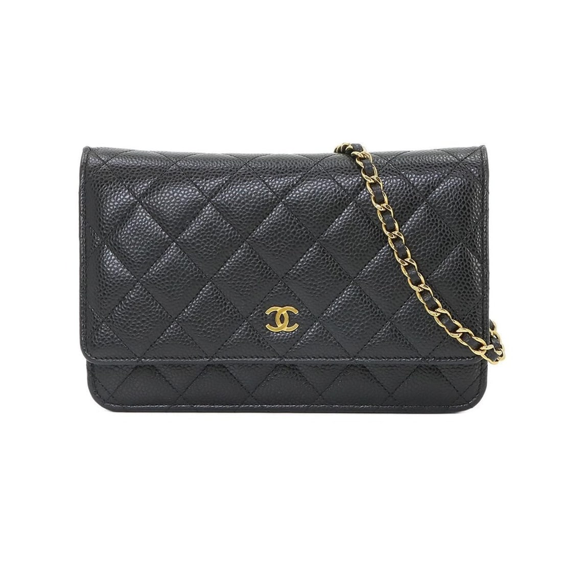 Chanel Matelassé Classic Chain Wallet, Long Caviar Leather, Black, AP0250, Gold Hardware.: --- Catalog ---Category: SizeSize (HxWxD): 12cm x 19cm x 4cm / 4.72'' x 7.48'' x 1.57''Category: DesignType: Chain/Shoulder walletColor: BlackGender: WomenMaterial: Grained Calfskin Category: GeneralM
