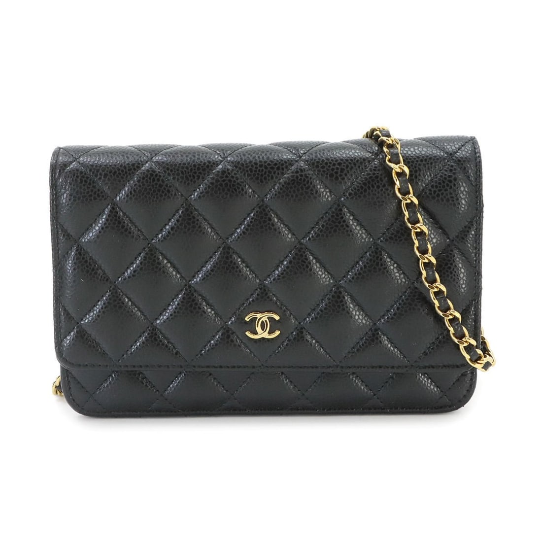 Chanel Matelassé Classic Chain Wallet, Long Caviar Leather, Black, AP0250, Gold Hardware.: --- Catalog ---Category: SizeSize (HxWxD): 12cm x 19cm x 4cm / 4.72'' x 7.48'' x 1.57''Category: DesignType: Chain/Shoulder walletColor: BlackGender: WomenMaterial: Grained Calfskin Category: GeneralM