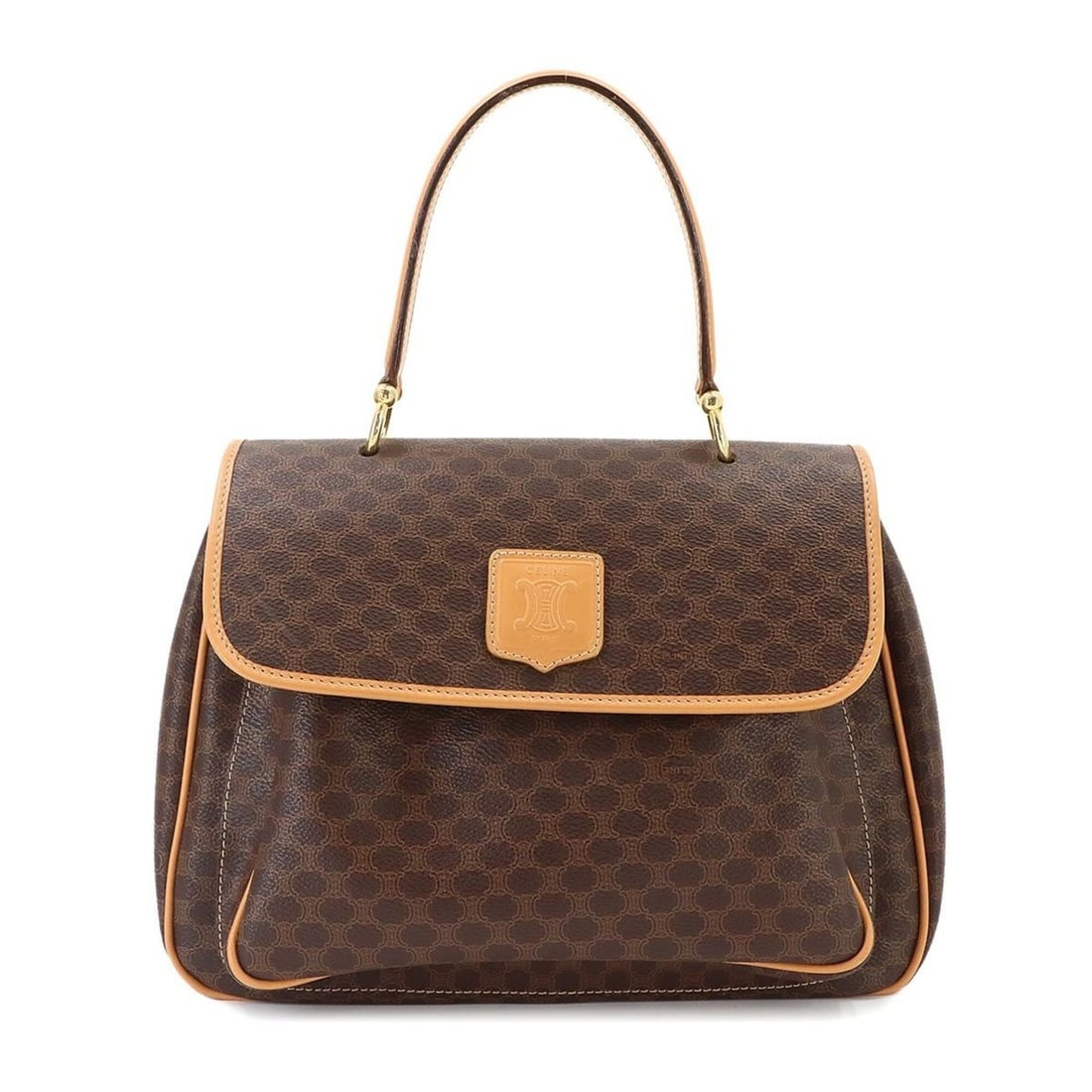 Celine Macadam Handbag, Leather, Brown, Gold Hardware: --- Catalog ---Category: SizeSize (HxWxD): 23.5cm x 30cm x 10.5cm / 9.25'' x 11.81'' x 4.13''Category: DesignType: HandbagColor: BrownGender: WomenMaterial: PVC , Leather Category: GeneralBrand: Celin