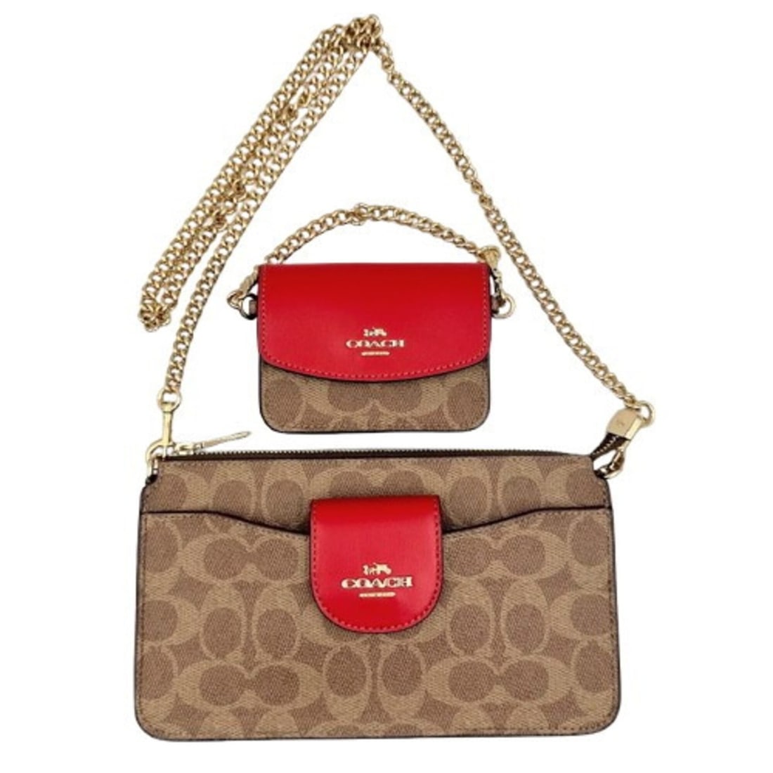 COACH Crossbody Pouch Bag Shoulder Signature CCK79: --- Catalog ---Category: SizeSize (HxWxD): 12cm x 21cm x 3cm / 4.72'' x 8.26'' x 1.18''Category: DesignType: Shoulder bagColor: Brown, Red colorGender: WomenMaterial: PVC Category: GeneralLine: