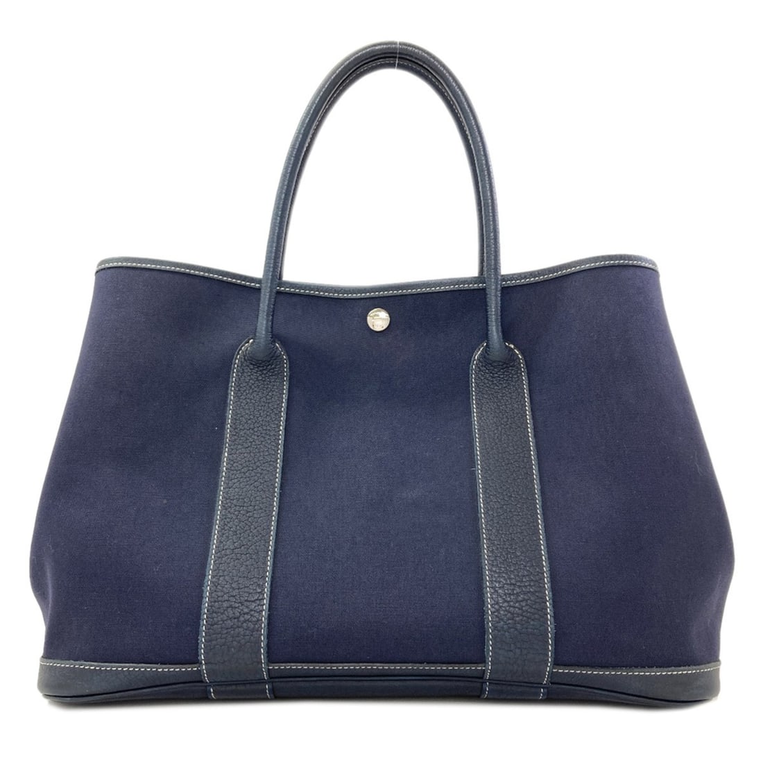 Hermes Garden Party PM Tote Bag with Silver Hardware, Toile Officier, Women's: --- Catalog ---Category: SizeSize (HxWxD): 26cm x 36cm x 18cm / 10.23'' x 14.17'' x 7.08''Handle Length: 31cm / 12.2''Category: DesignType: Tote bagColor: NavyGender: WomenMaterial: Toile officier Cat